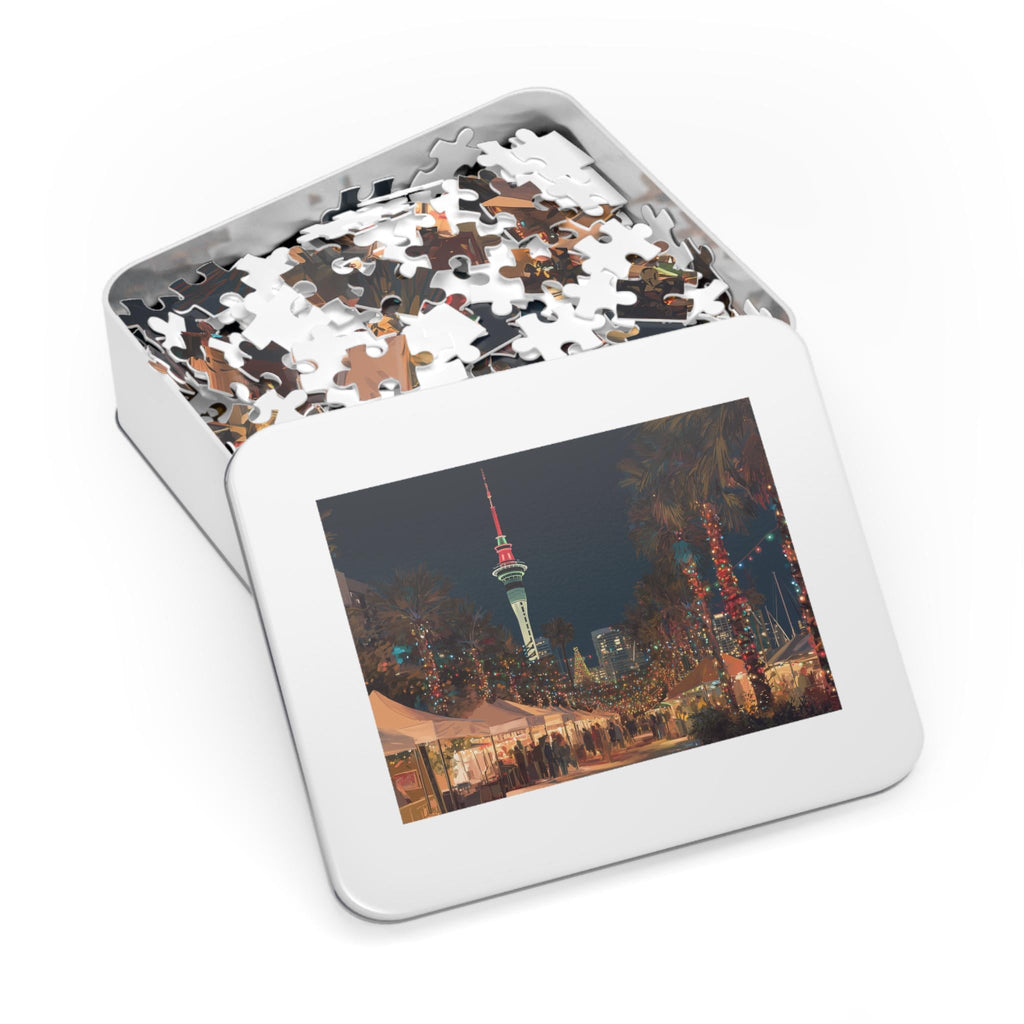 Auckland New Zealand Christmas Puzzle, Personalized Gift Festive Market, Travel Keepsake, Family Holiday Souvenir