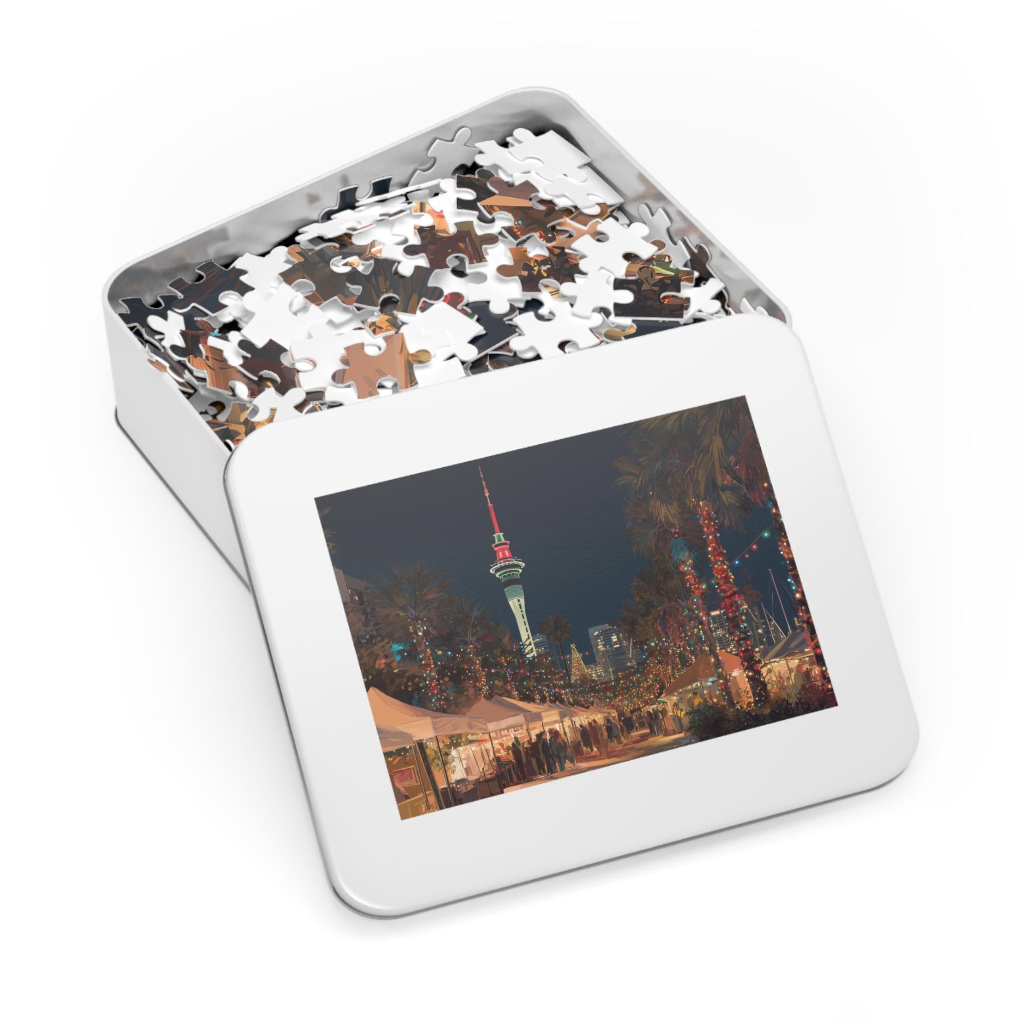 Auckland New Zealand Christmas Puzzle, Personalized Gift Festive Market, Travel Keepsake, Family Holiday Souvenir