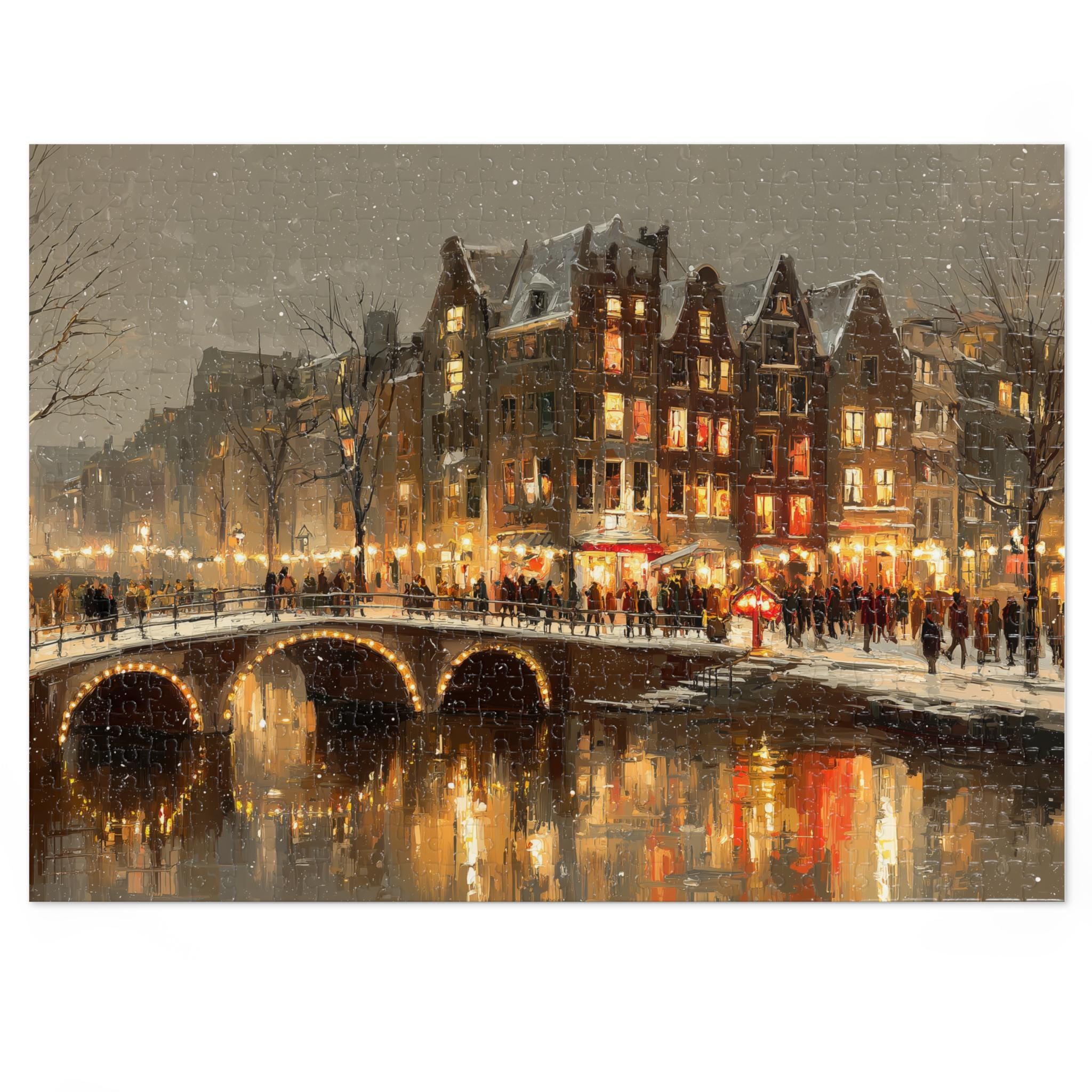 Amsterdam Netherlands Christmas Puzzle, Personalized Gift Festive Market, Travel Keepsake, Family Holiday Souvenir