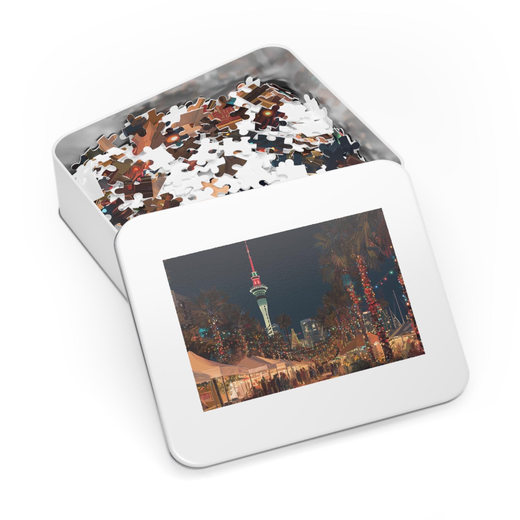 Auckland New Zealand Christmas Puzzle, Personalized Gift Festive Market, Travel Keepsake, Family Holiday Souvenir