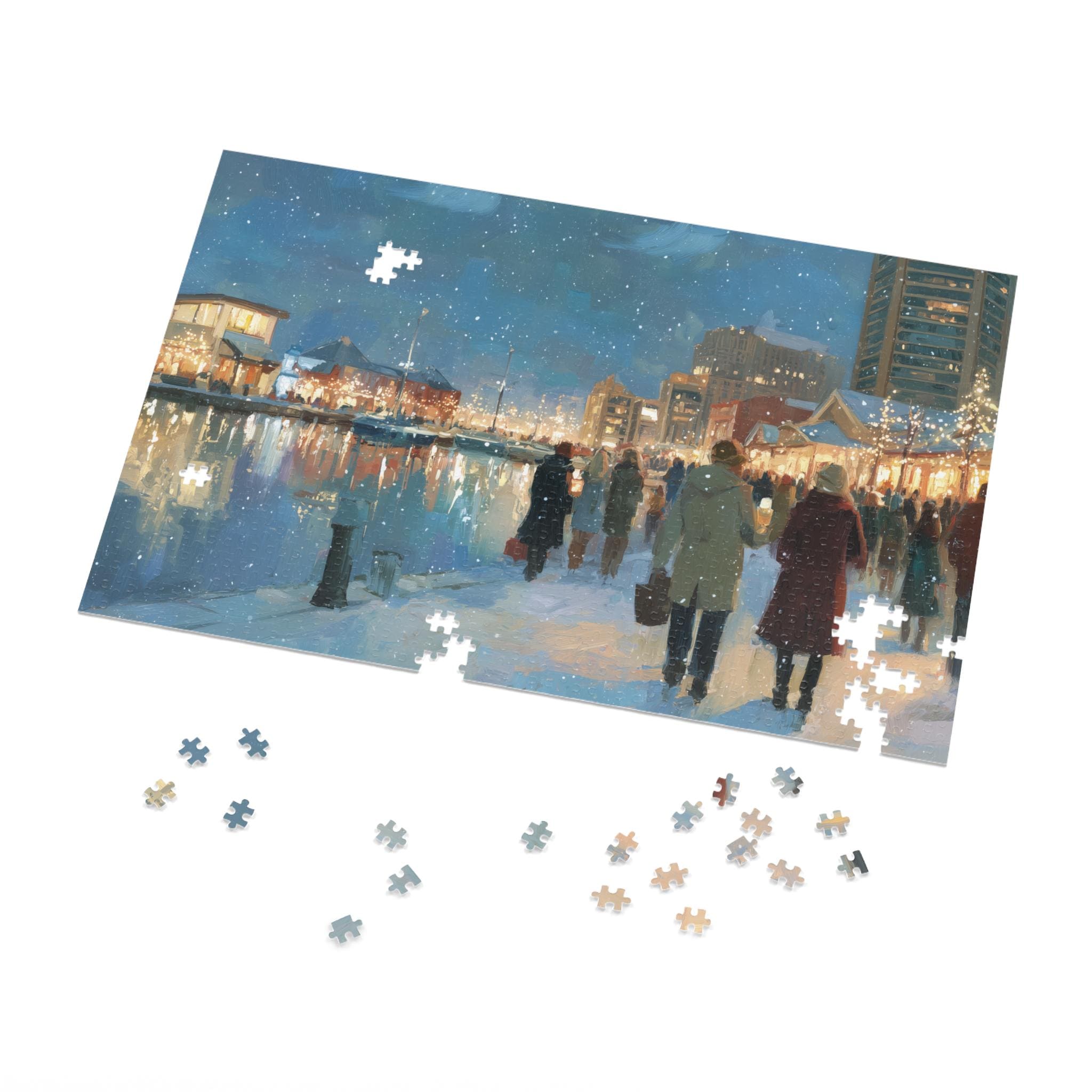 Baltimore Maryland Christmas Puzzle, Personalized Gift Festive Market, Travel Keepsake, Family Holiday Souvenir