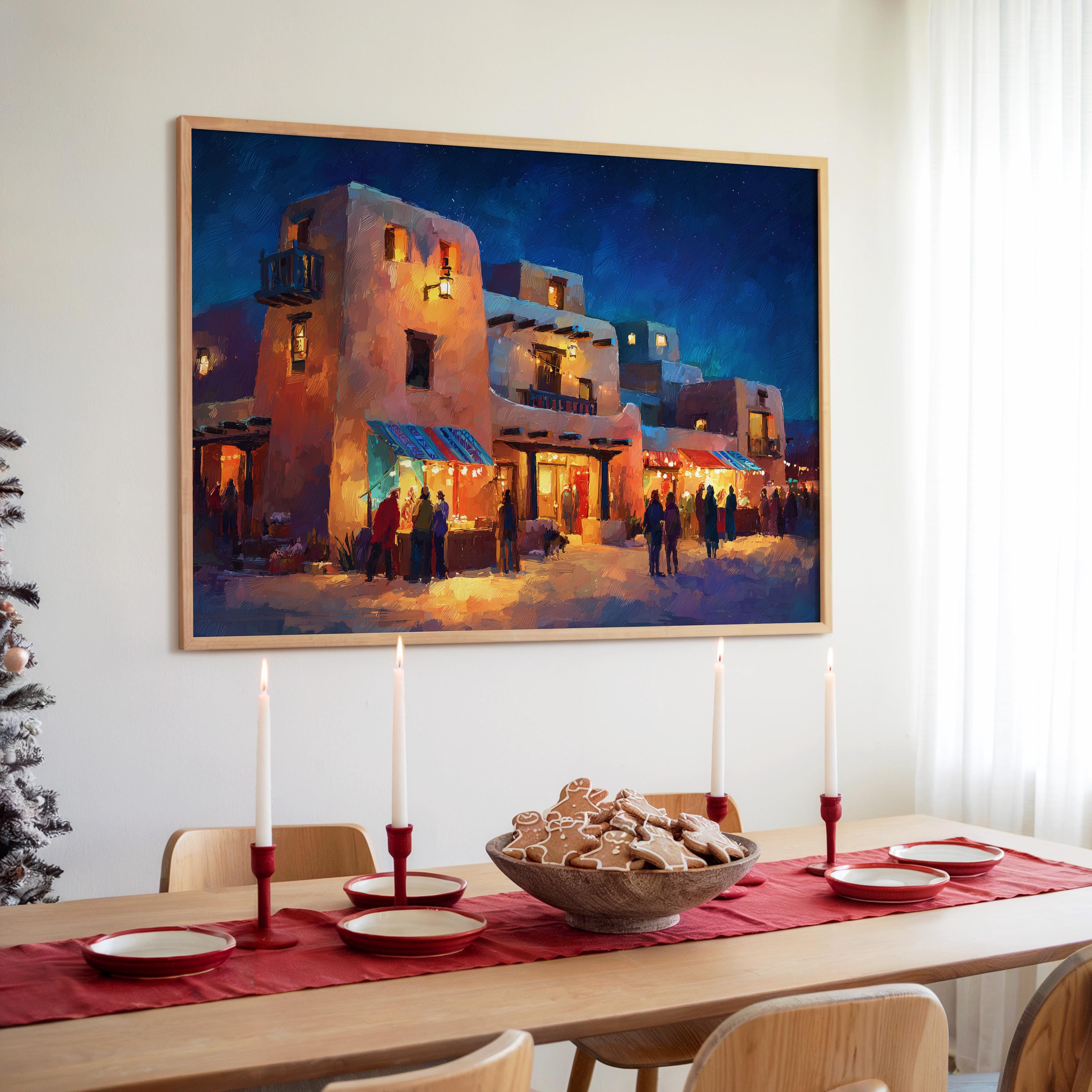 Albuquerques New Mexico Christmas Wall Art, Custom Large Travel Poster Print, World Location Painting