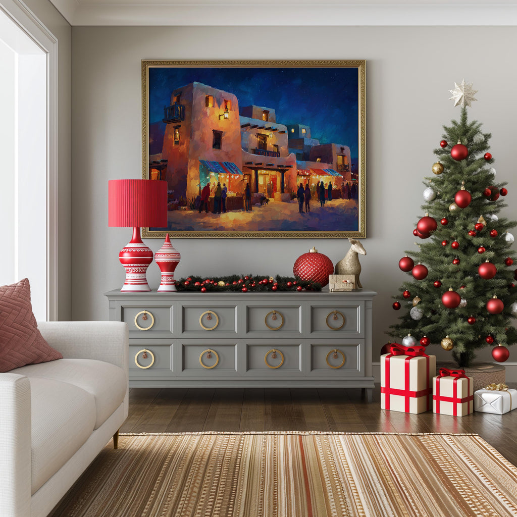Albuquerques New Mexico Christmas Wall Art, Custom Large Travel Poster Print, World Location Painting