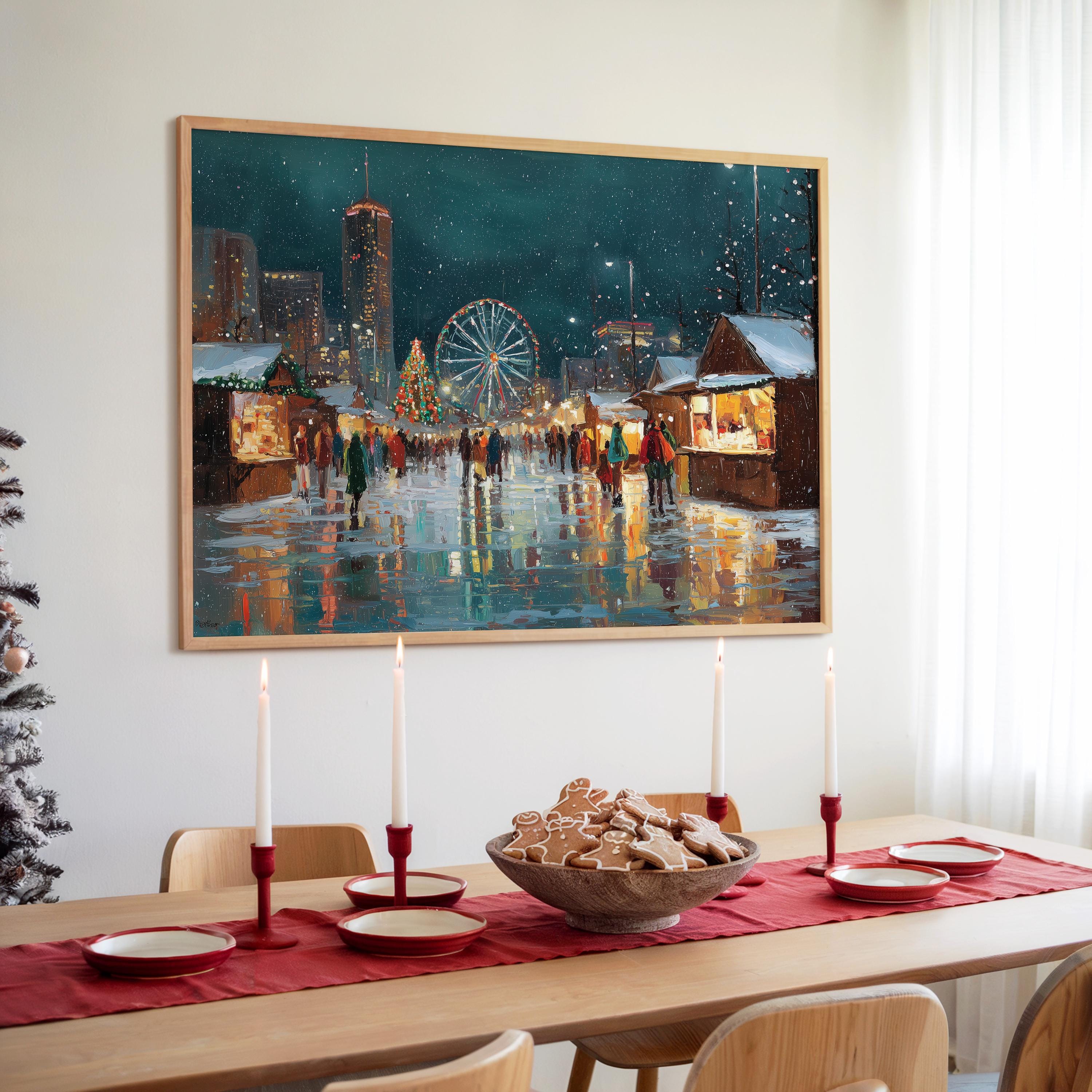 Atlanta Georgia Christmas Wall Art, Custom Large Travel Poster Print, World Location Painting