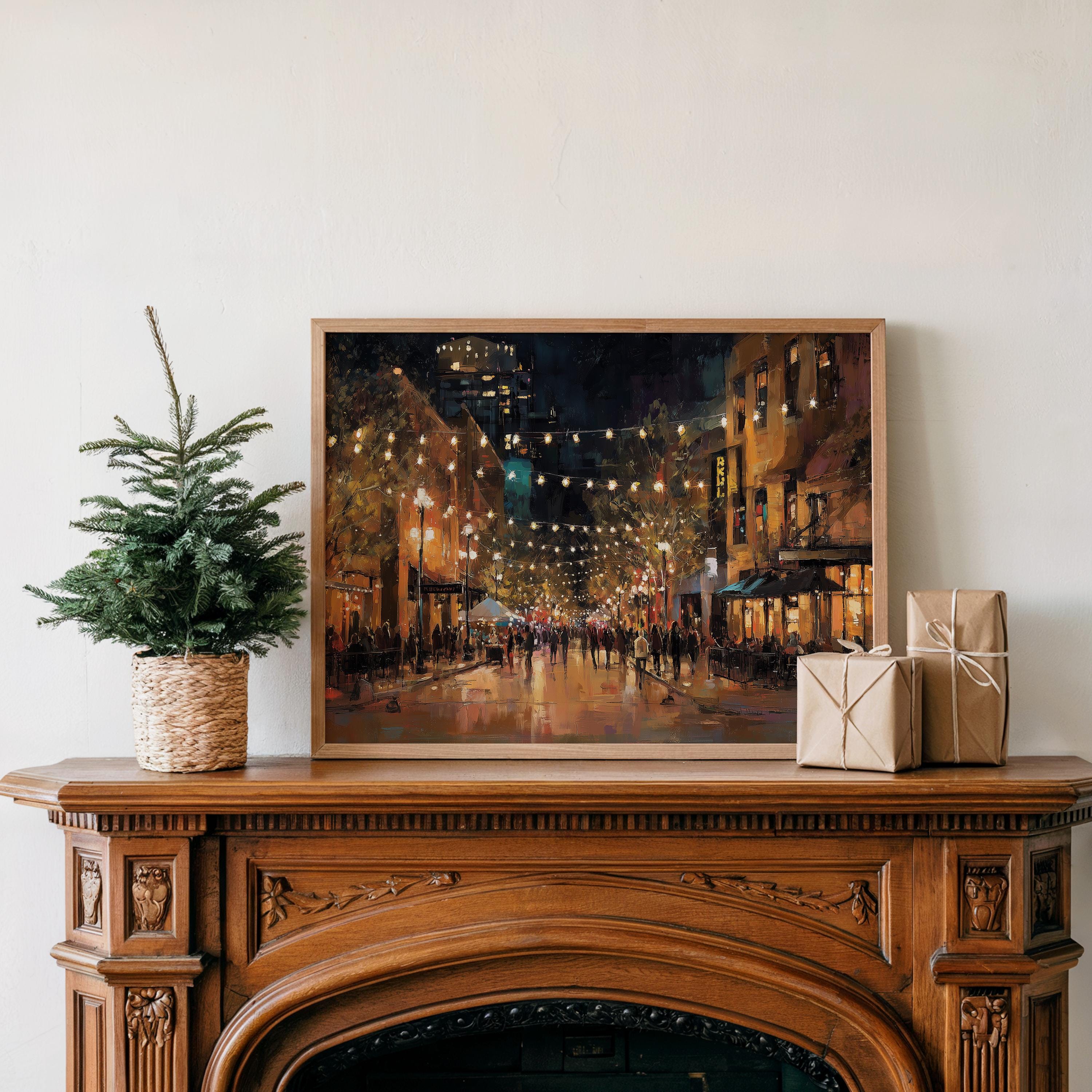 Austin Texas Christmas Wall Art, Custom Large Travel Poster Print, World Location Painting