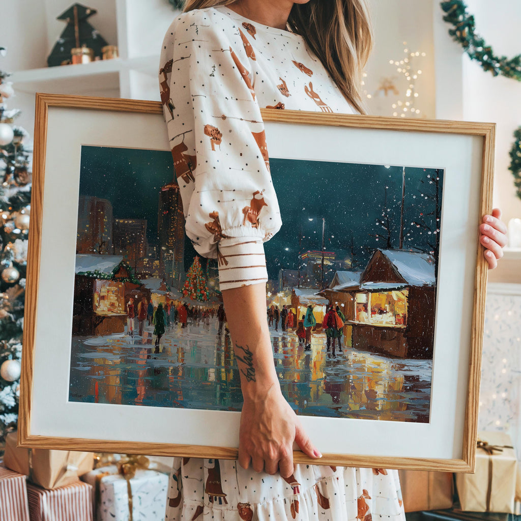 Atlanta Georgia Christmas Wall Art, Custom Large Travel Poster Print, World Location Painting