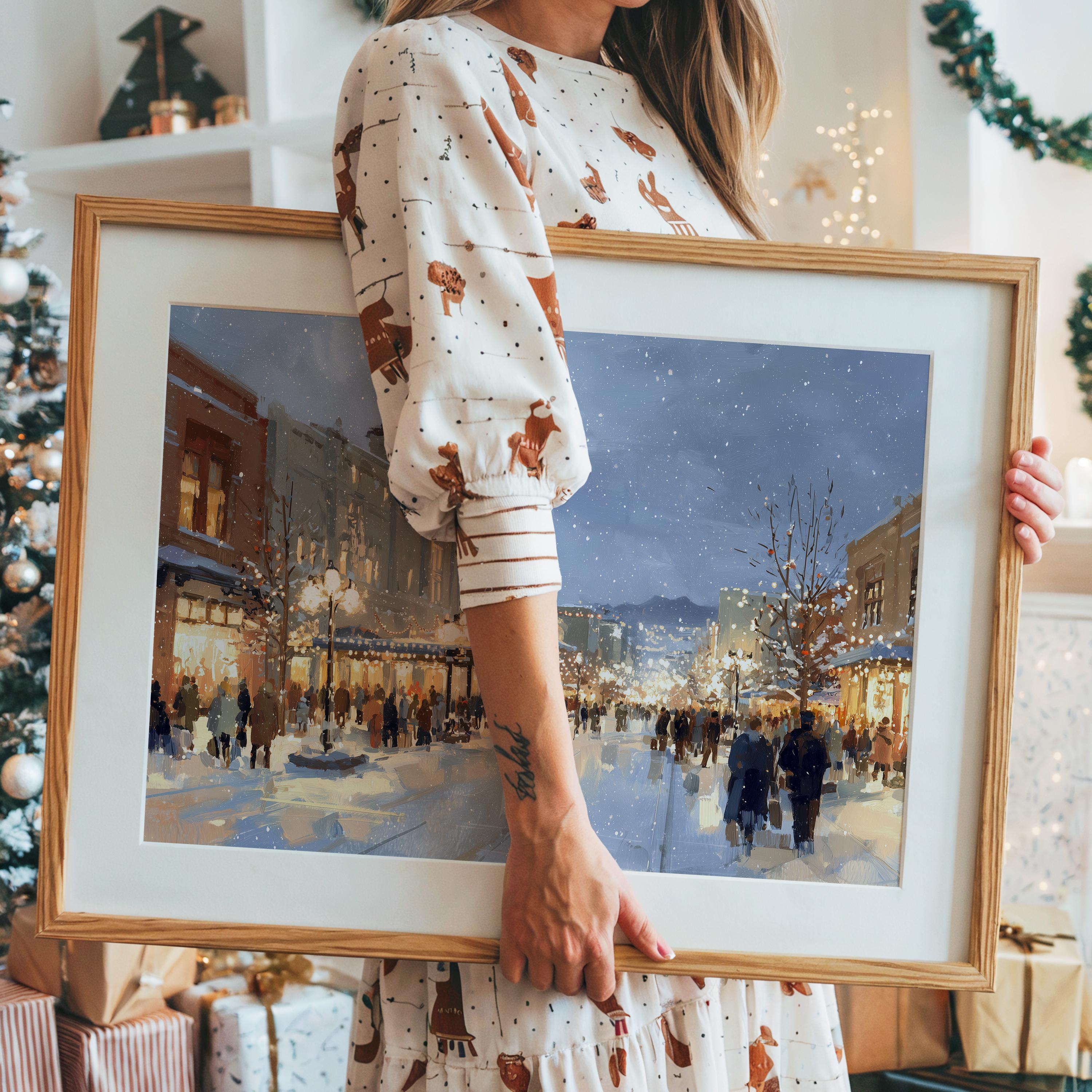 Boise Idaho Christmas Wall Art, Custom Large Travel Poster Print, World Location Painting