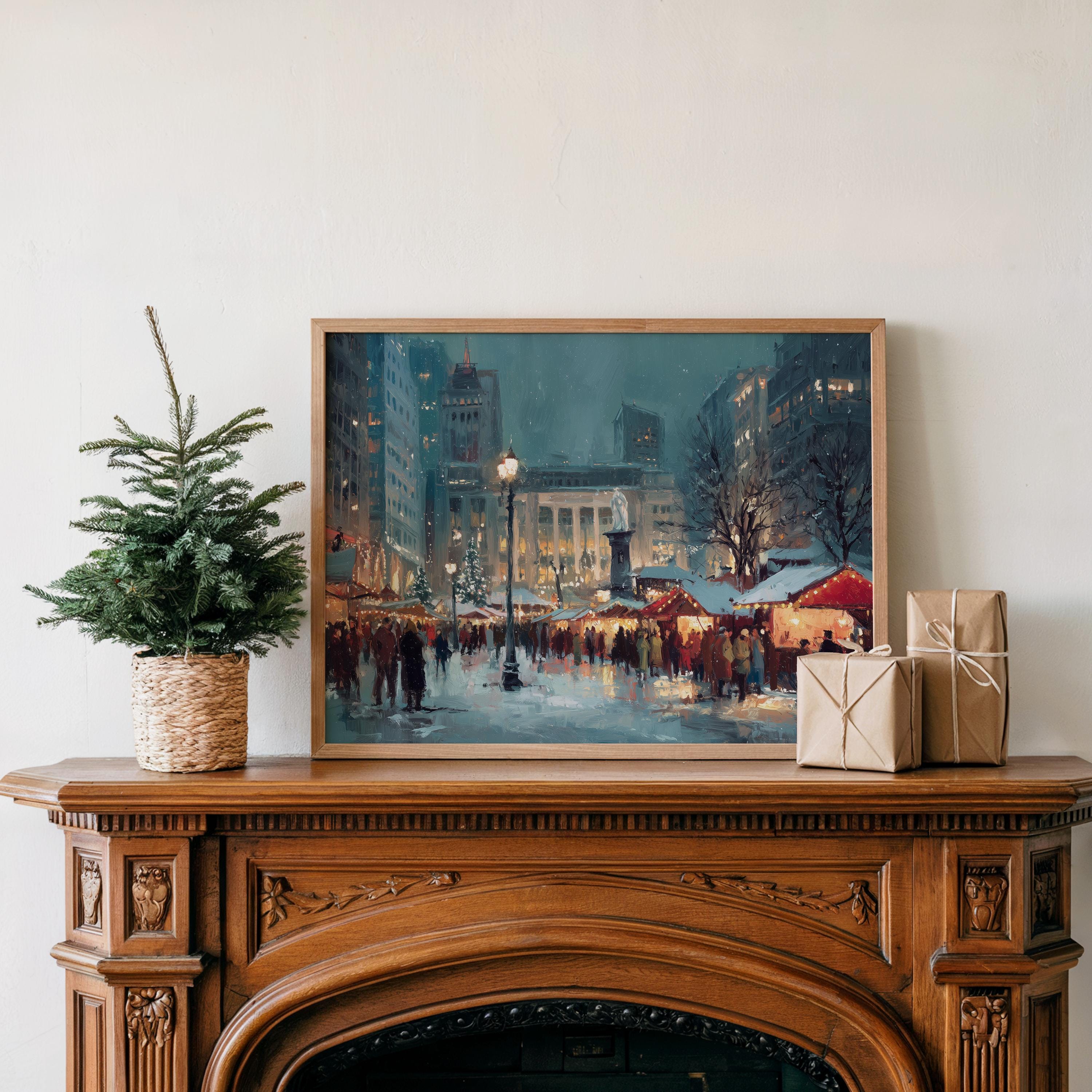 Cincinnati Ohio Christmas Wall Art, Custom Large Travel Poster Print, World Location Painting