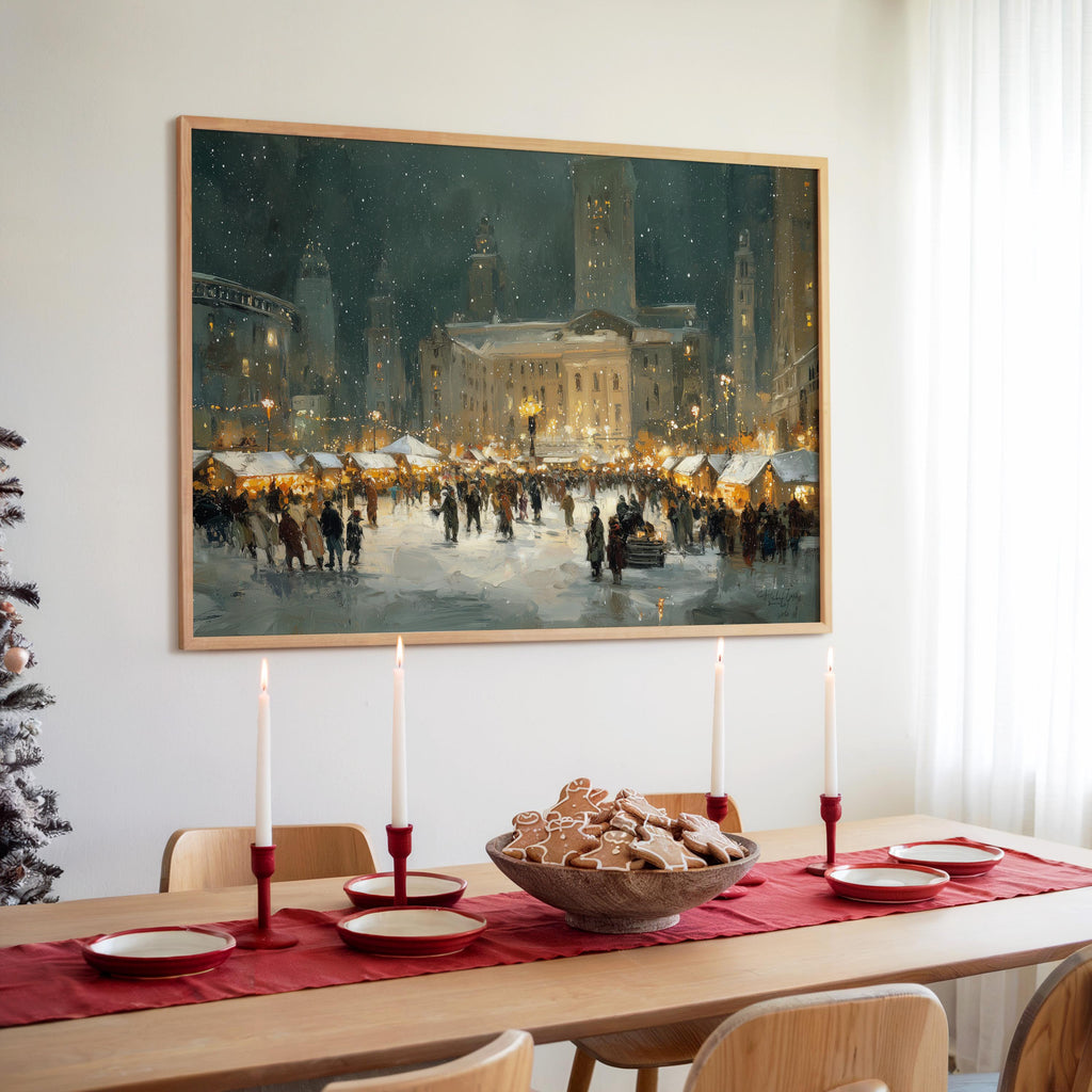 Cleveland POhio Christmas Wall Art, Custom Large Travel Poster Print, World Location Painting
