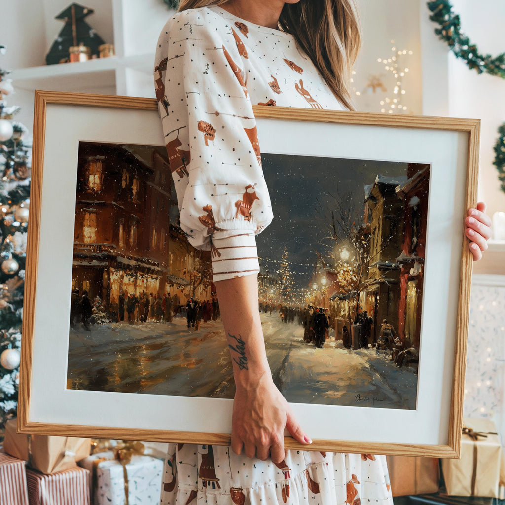 Columbus Ohio Christmas Wall Art, Custom Large Travel Poster Print, World Location Painting