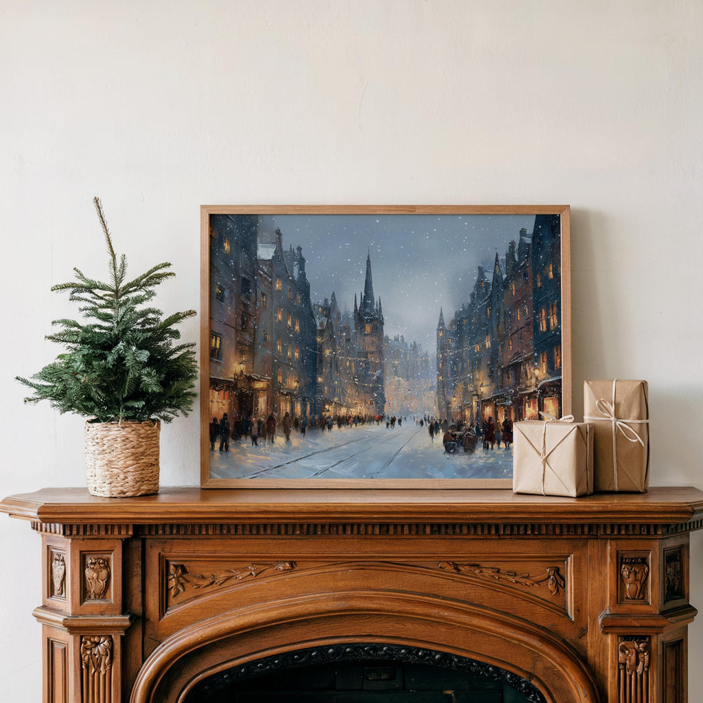 Edinburgh Scotland Christmas Wall Art, Custom Large Travel Poster Print, World Location Painting