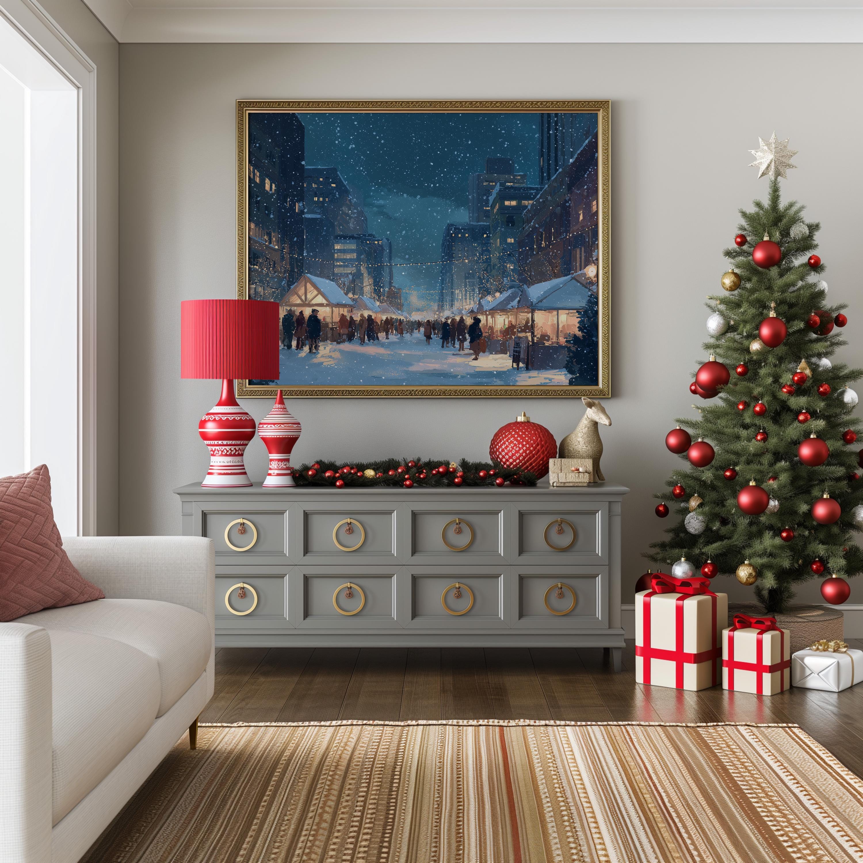 De Moines iowa Christmas Wall Art, Custom Large Travel Poster Print, World Location Painting