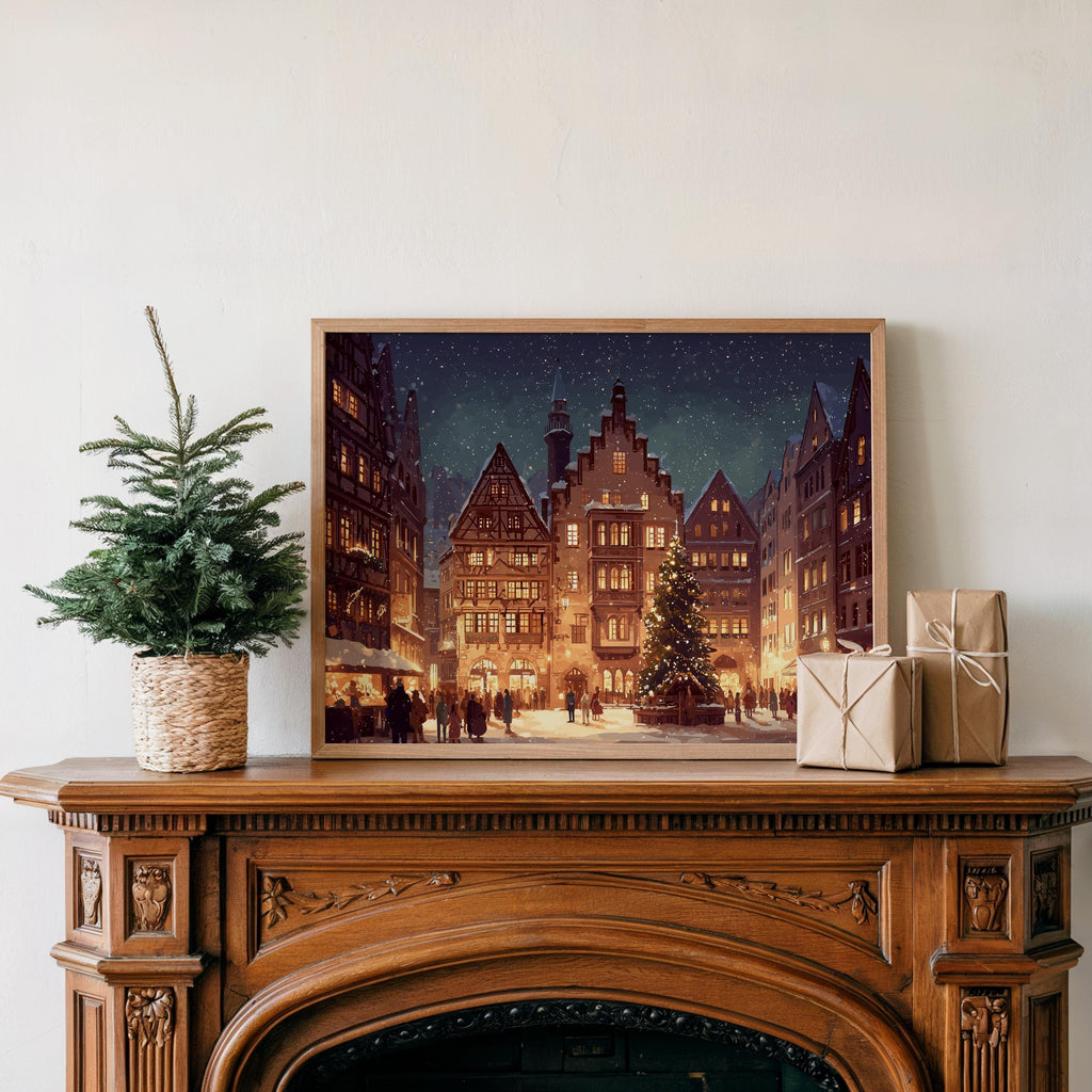 Frankfurt Germany Christmas Wall Art, Custom Large Travel Poster Print, World Location Painting