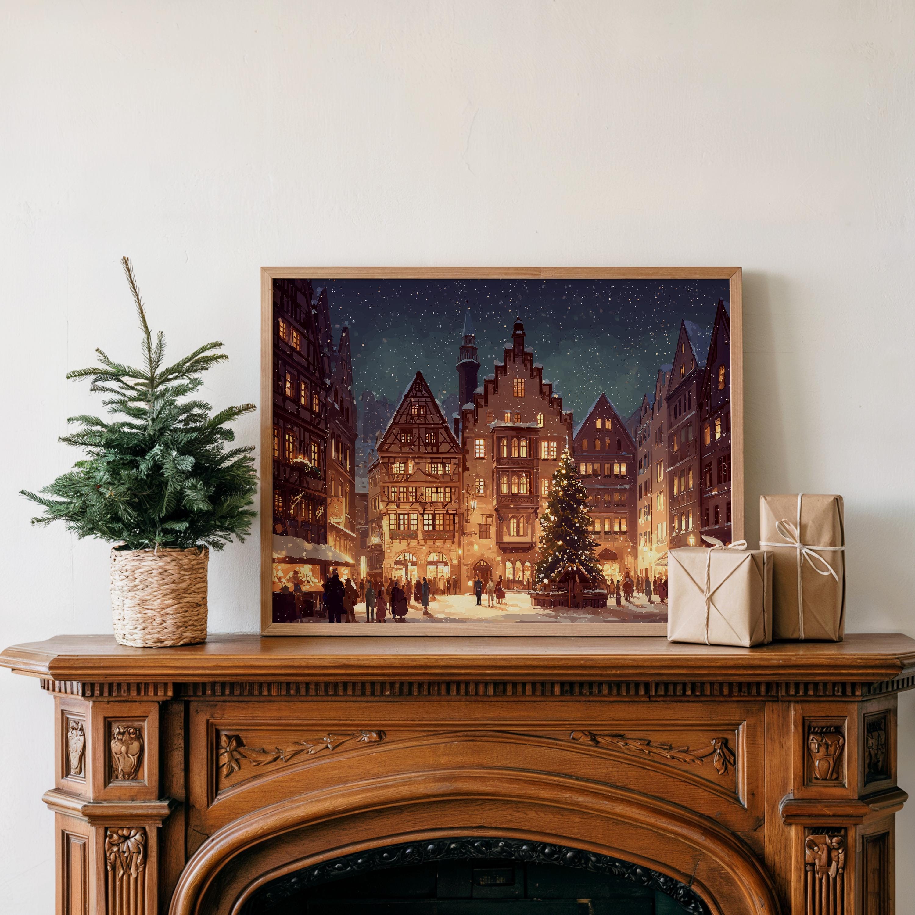 Frankfurt Germany Christmas Wall Art, Custom Large Travel Poster Print, World Location Painting