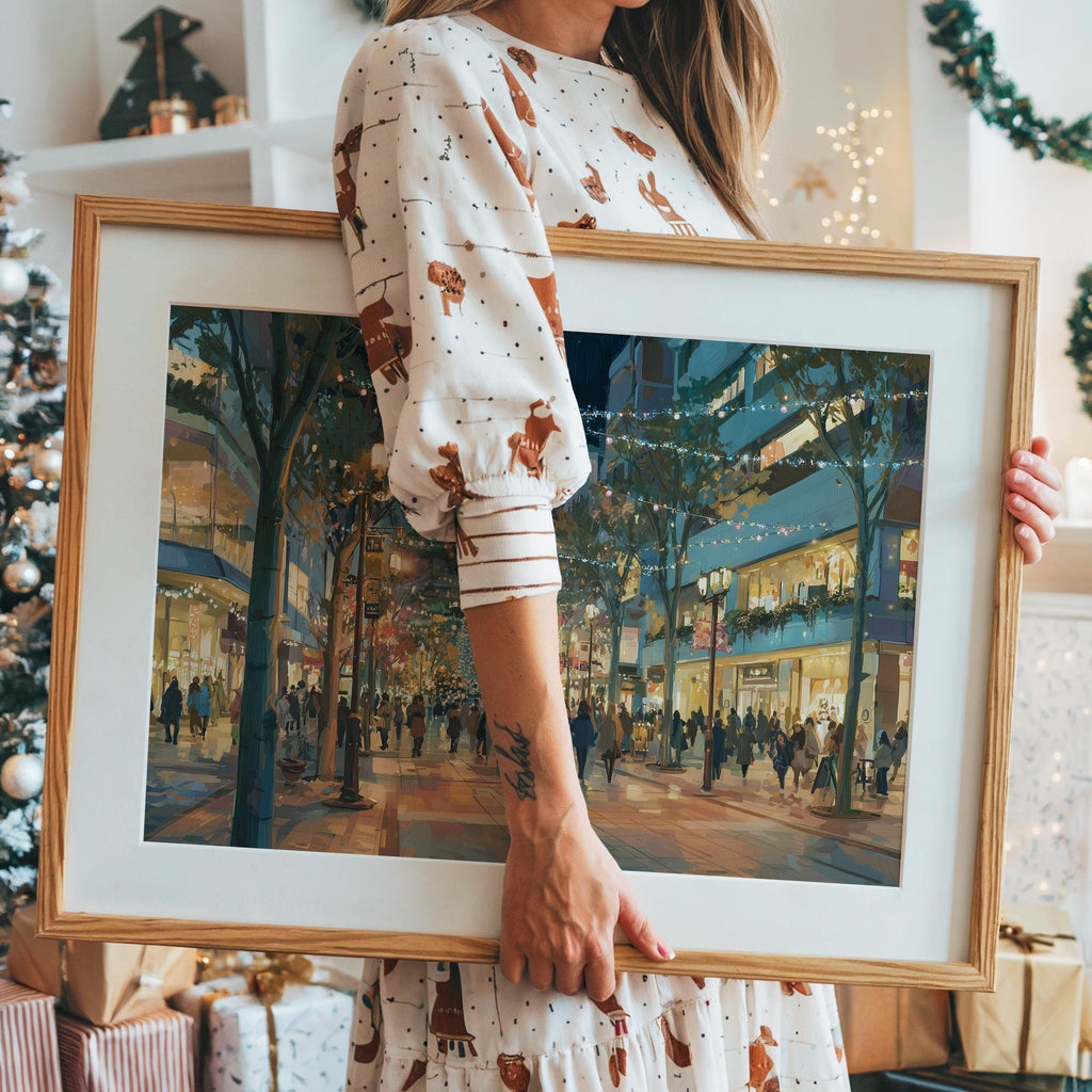 Fukuoka Japan Christmas Wall Art, Custom Large Travel Poster Print, World Location Painting