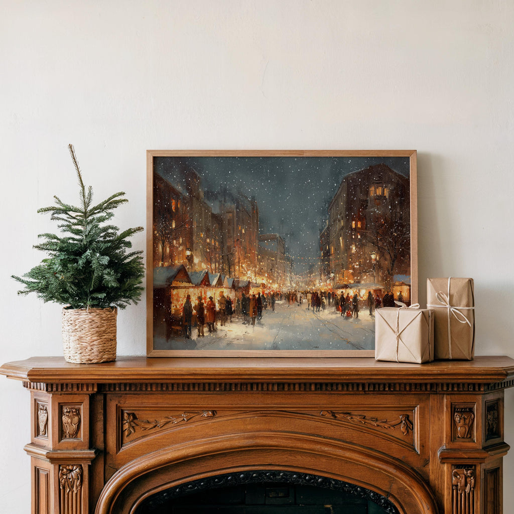 Hartford Connecticut Christmas Wall Art, Custom Large Travel Poster Print, World Location Painting