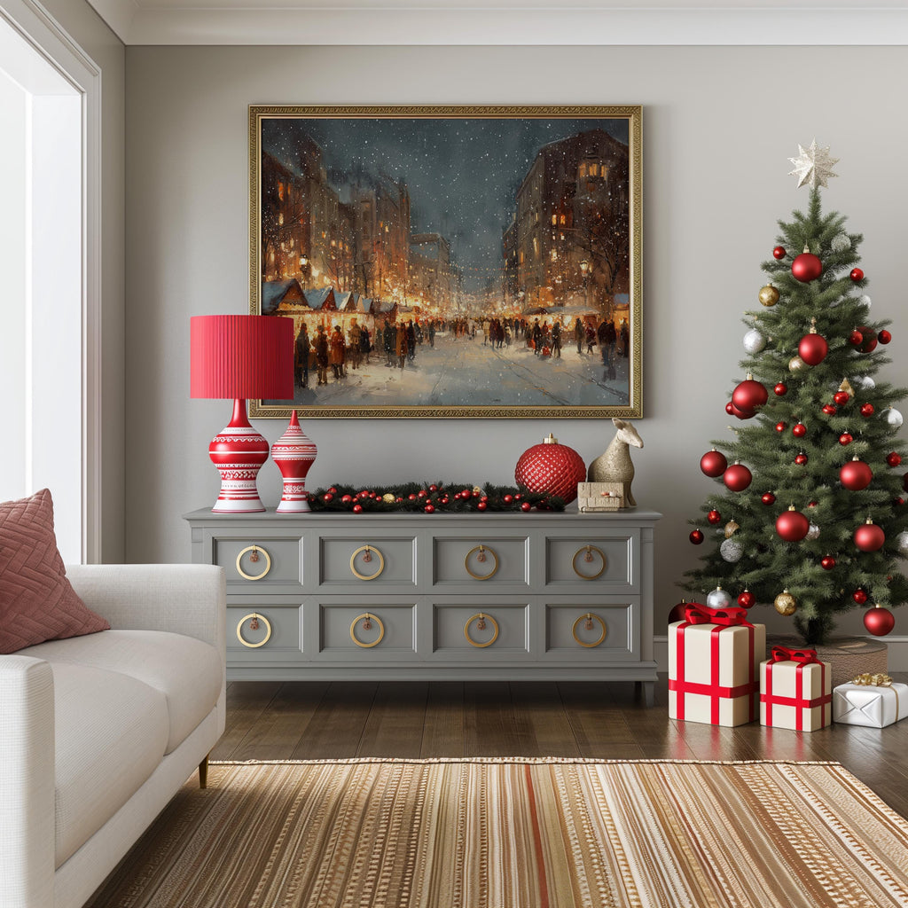 Hartford Connecticut Christmas Wall Art, Custom Large Travel Poster Print, World Location Painting