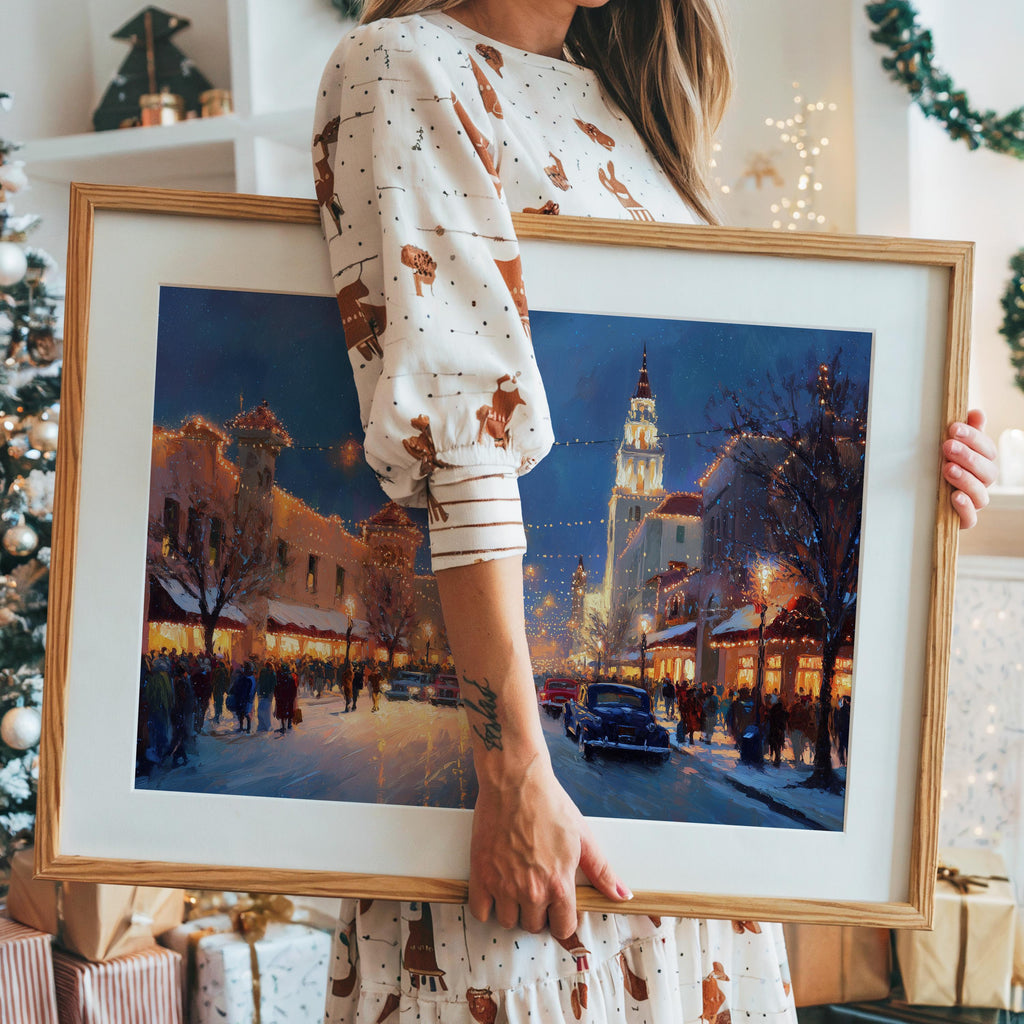 Kansas City Missouri Christmas Wall Art, Custom Large Travel Poster Print, World Location Painting