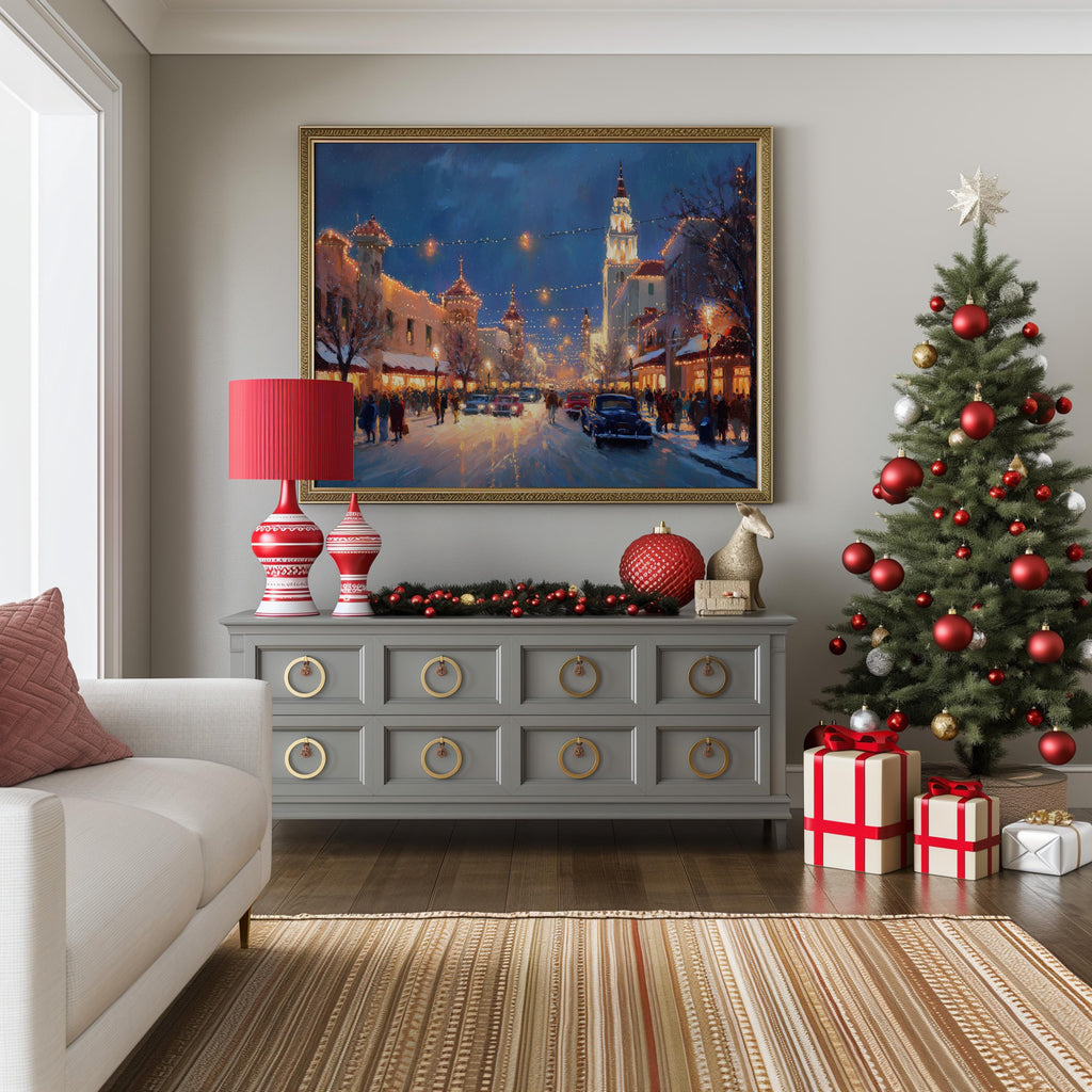 Kansas City Missouri Christmas Wall Art, Custom Large Travel Poster Print, World Location Painting