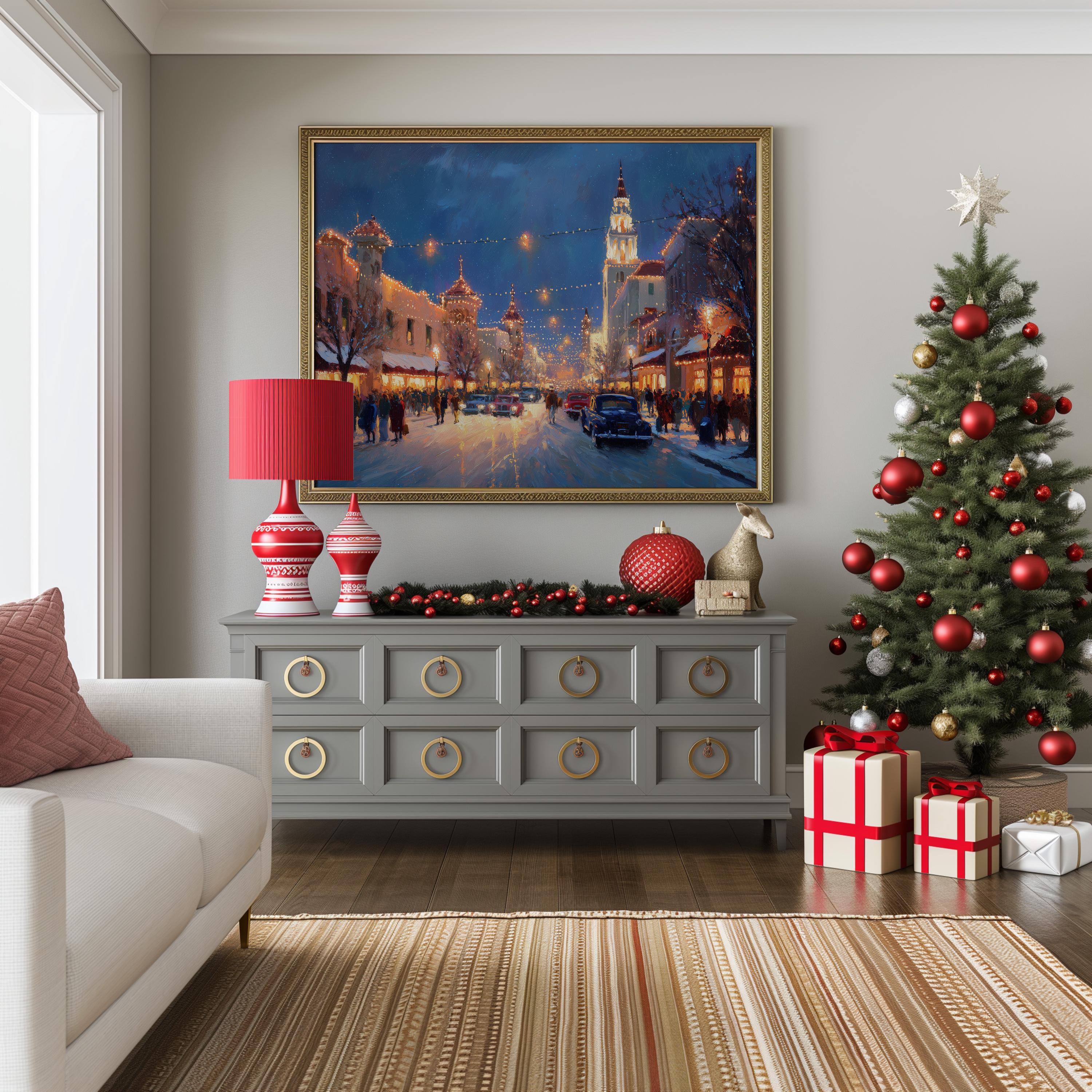 Kansas City Missouri Christmas Wall Art, Custom Large Travel Poster Print, World Location Painting