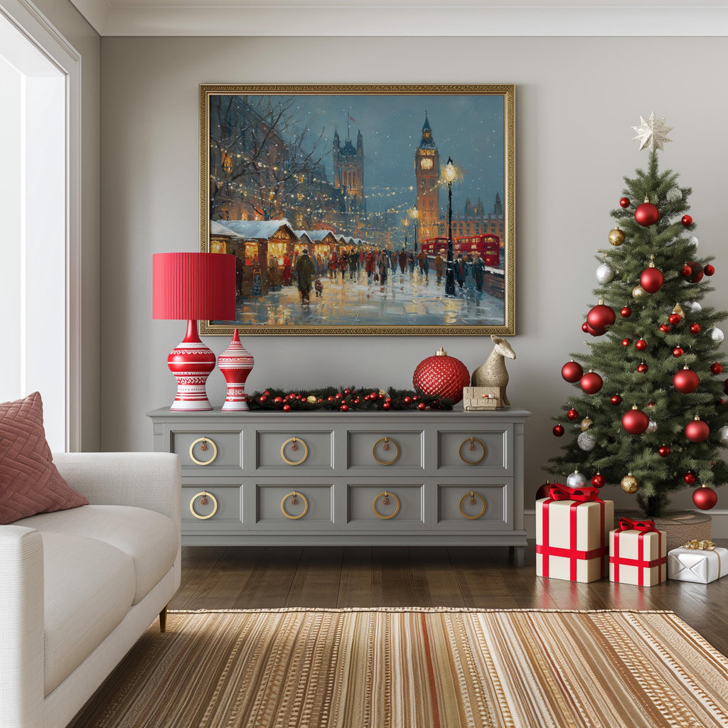 London_England Christmas Wall Art, Custom Large Travel Poster Print, World Location Painting