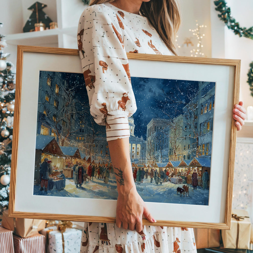 Madison Wisconsin Christmas Wall Art, Custom Large Travel Poster Print, World Location Painting