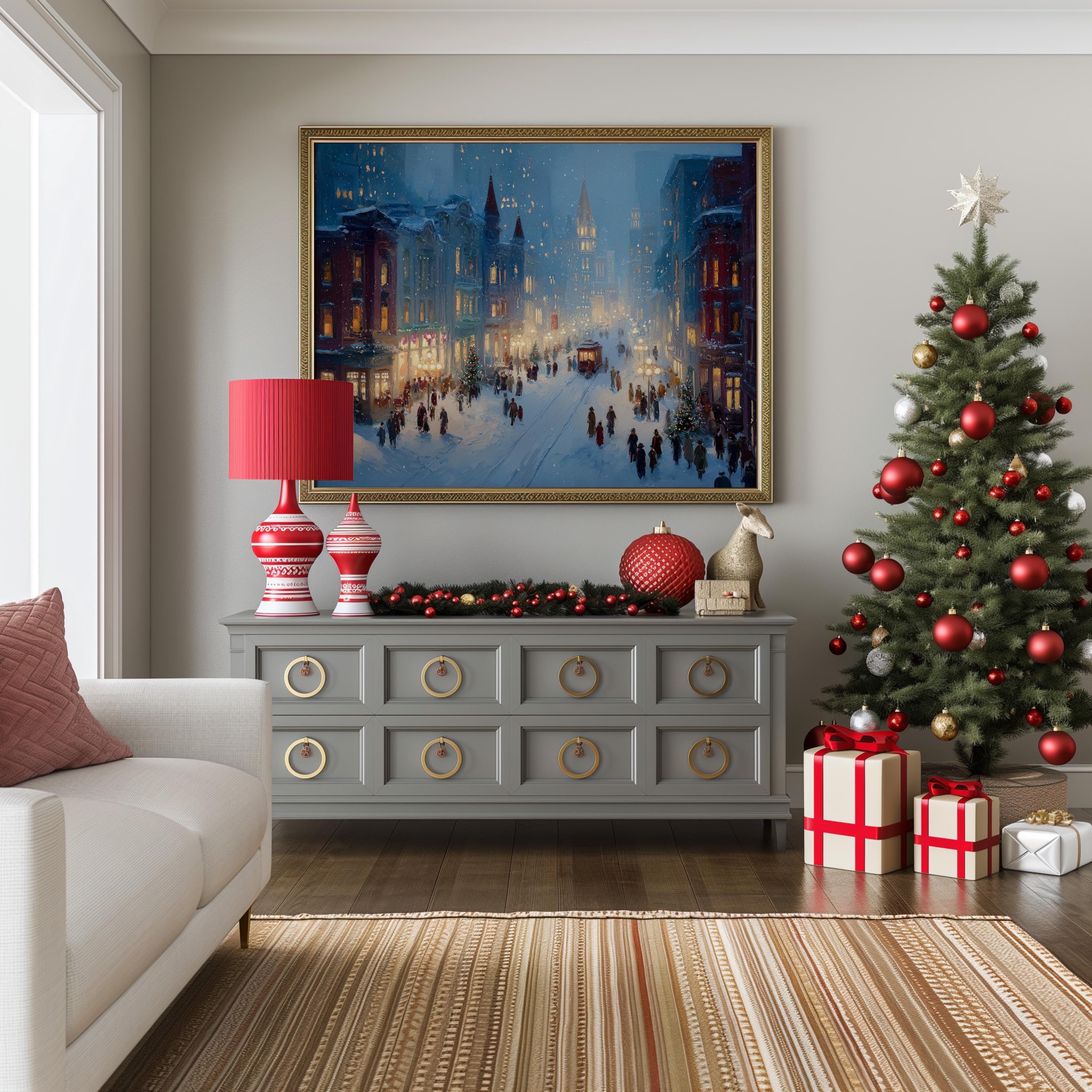 Louisville Kentucky Christmas Wall Art, Custom Large Travel Poster Print, World Location Painting