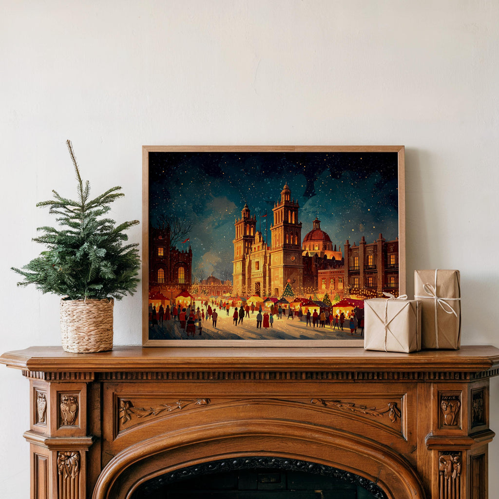 Mexico City Mexico Christmas Wall Art, Custom Large Travel Poster Print, World Location Painting