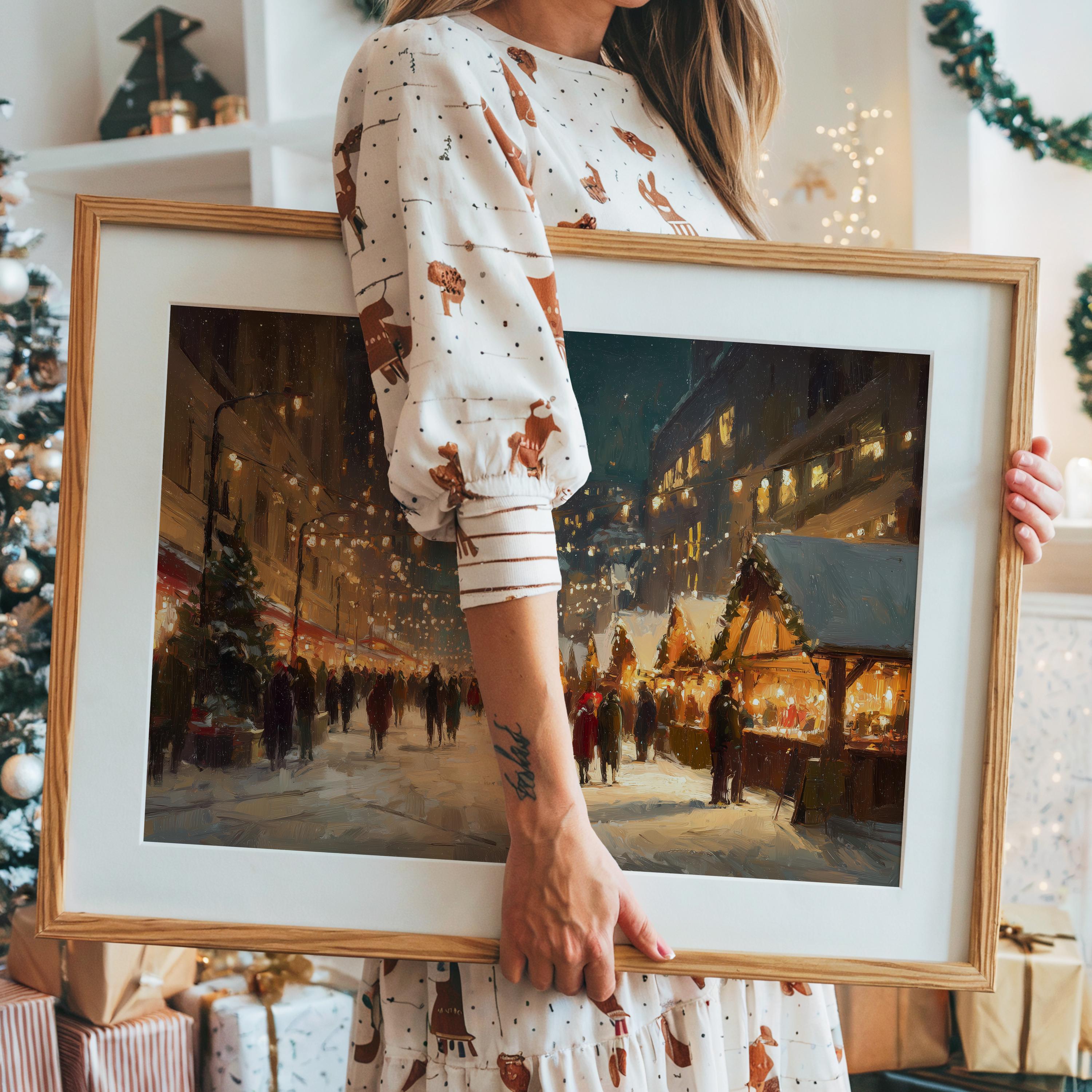 Milwaukee Wisconsin Christmas Wall Art, Custom Large Travel Poster Print, World Location Painting