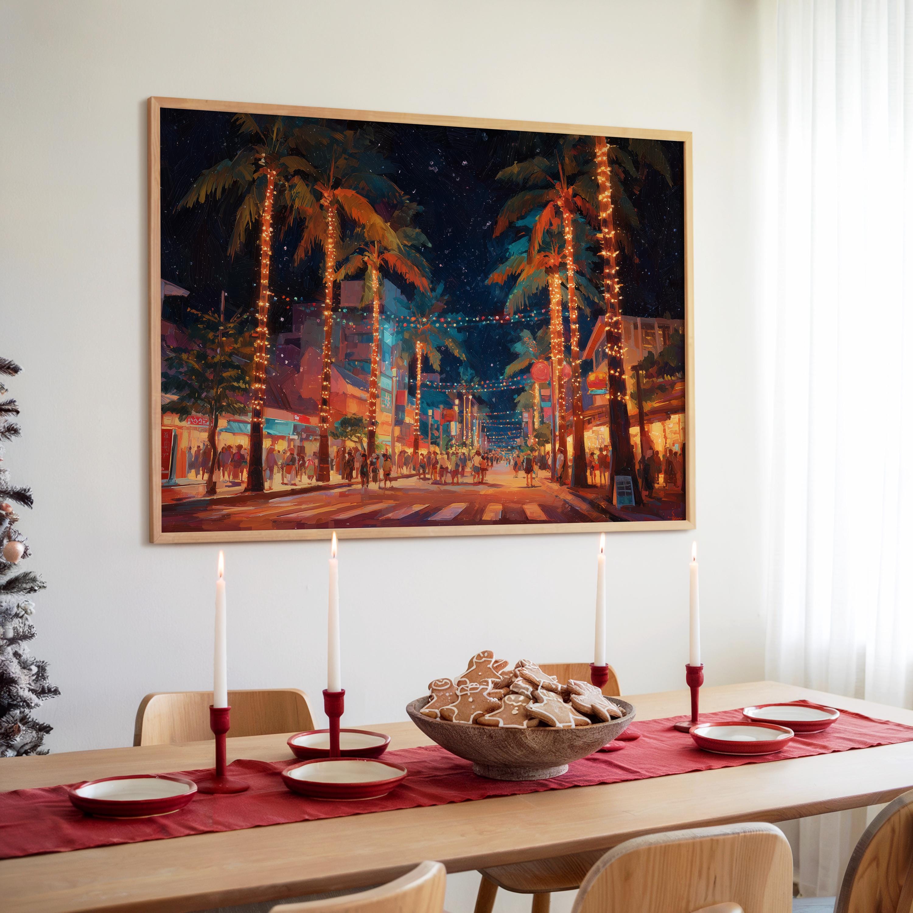 Okinawa Japan Christmas Wall Art, Custom Large Travel Poster Print, World Location Painting