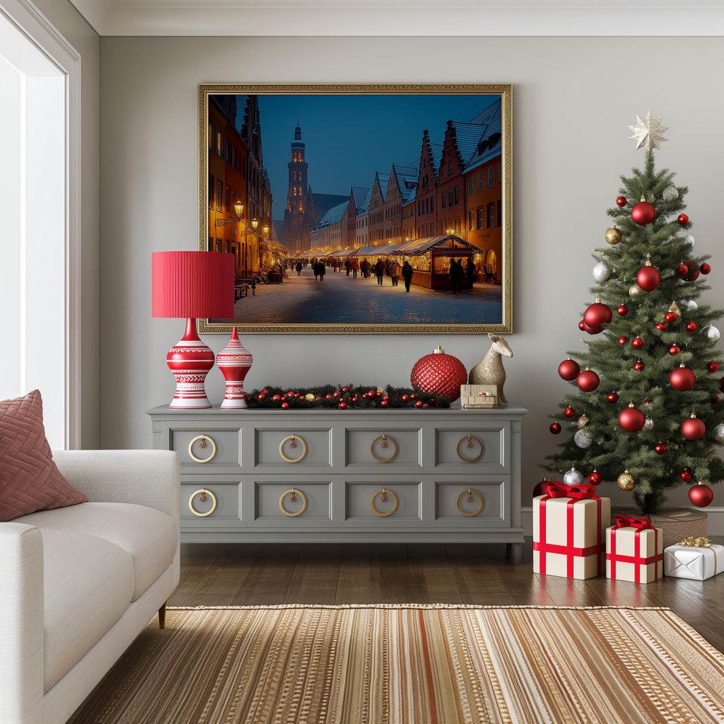 Nuremberg Germany Christmas Wall Art, Custom Large Travel Poster Print, World Location Painting