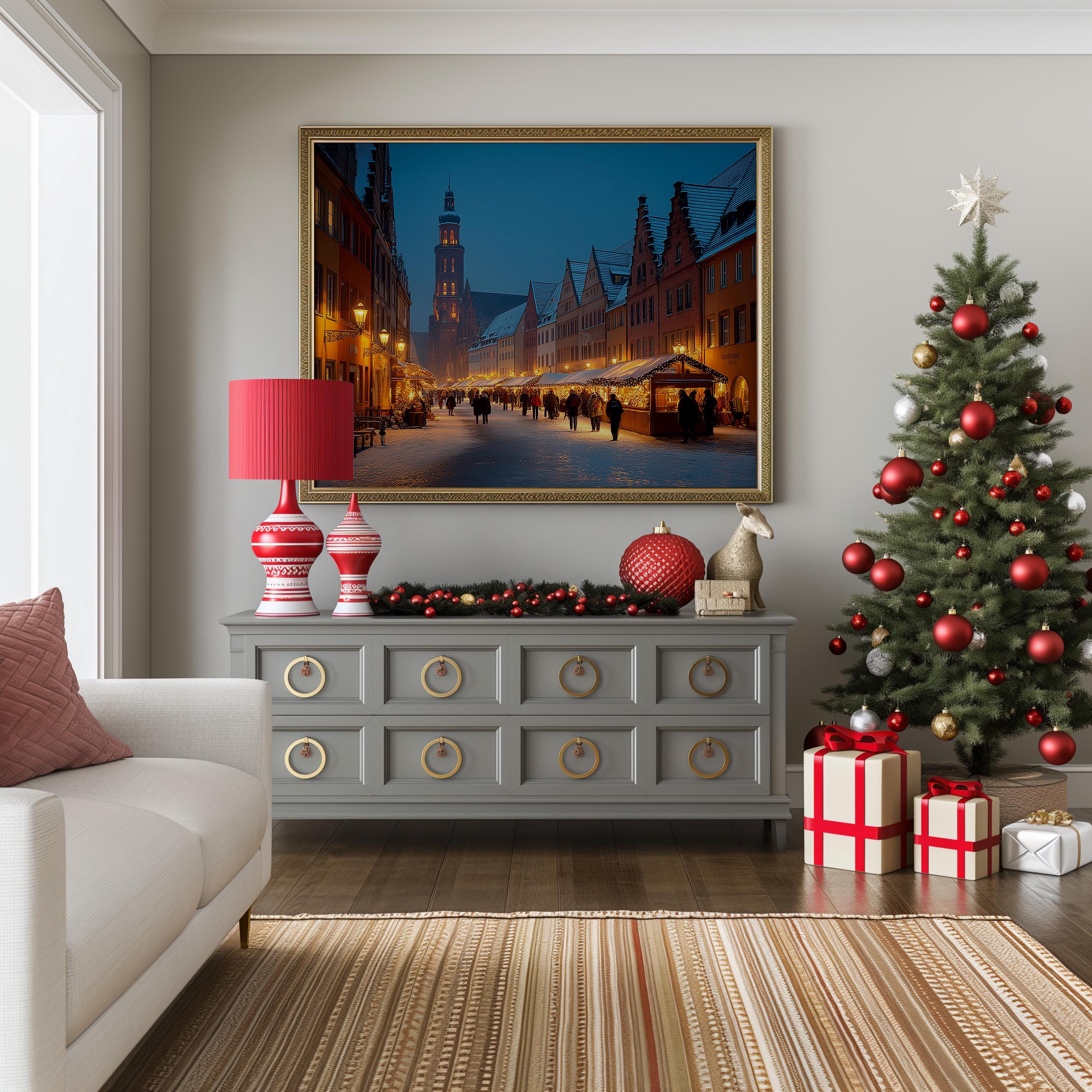 Nuremberg Germany Christmas Wall Art, Custom Large Travel Poster Print, World Location Painting