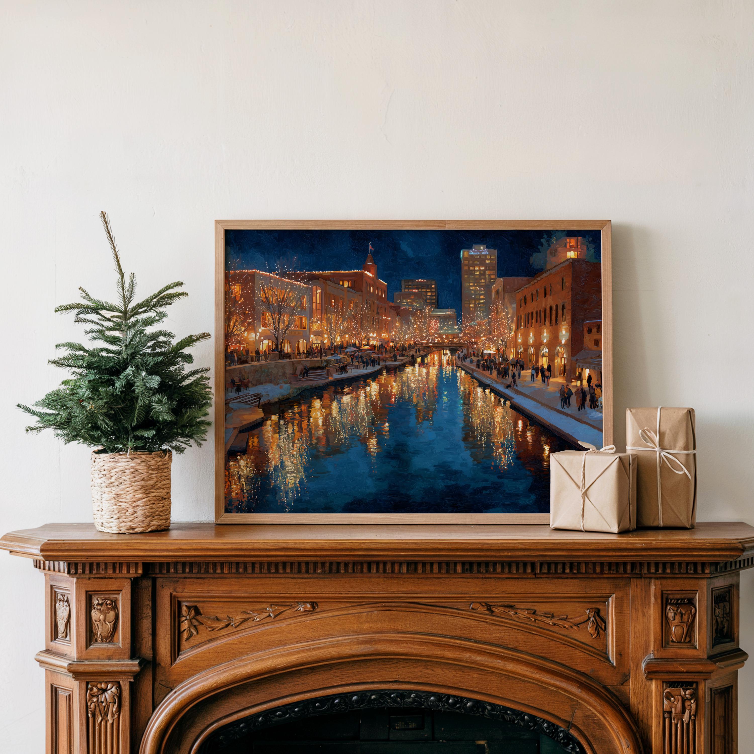 Oklahoma City Oklahoma Christmas Wall Art, Custom Large Travel Poster Print, World Location Painting