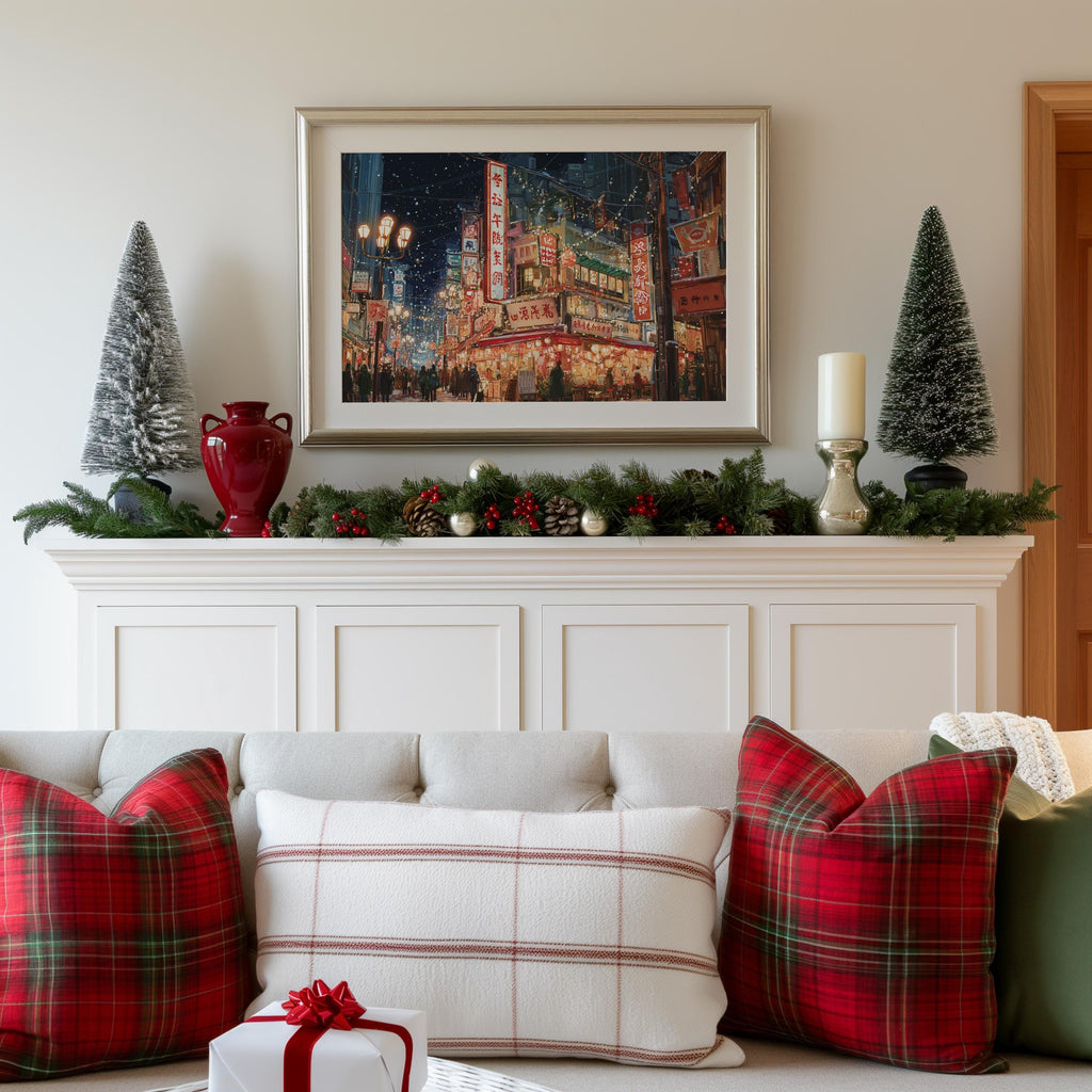 Osaka Japan Christmas Wall Art, Custom Large Travel Poster Print, World Location Painting