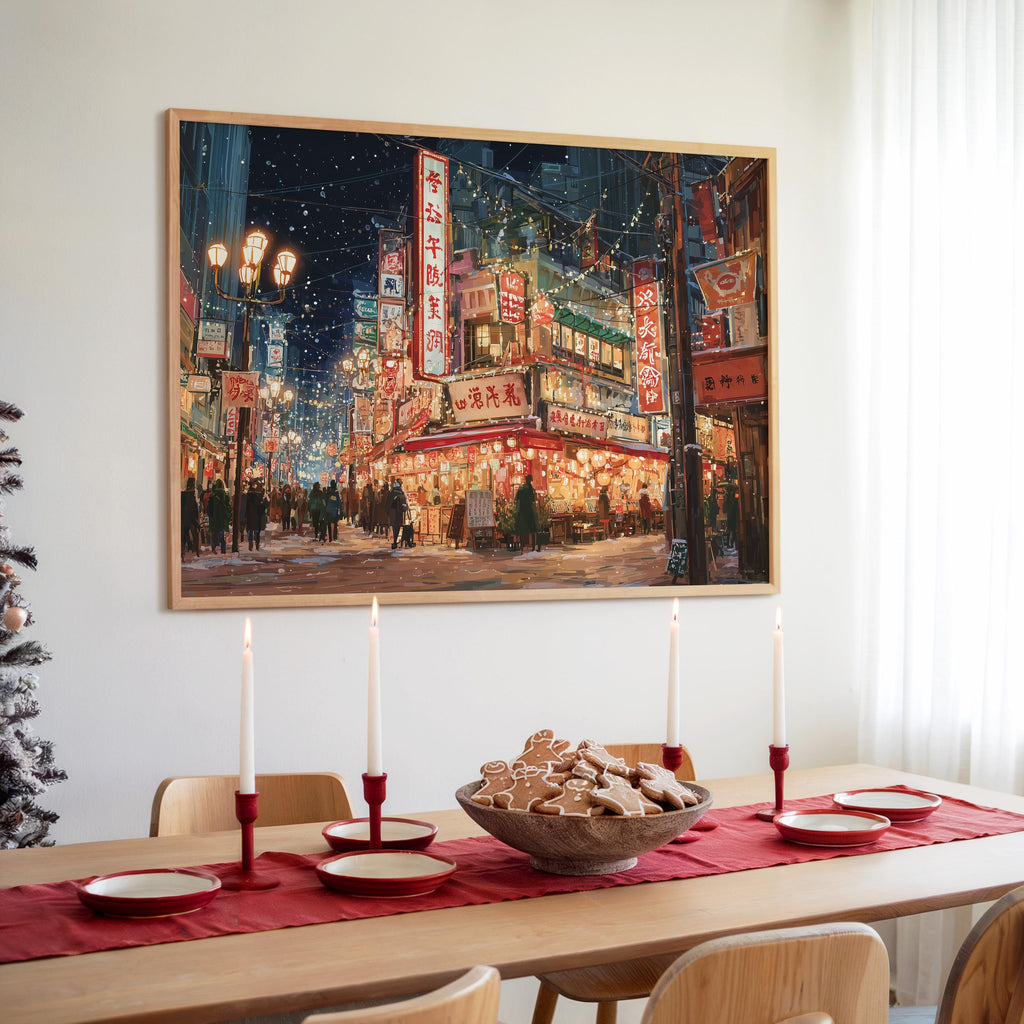 Osaka Japan Christmas Wall Art, Custom Large Travel Poster Print, World Location Painting