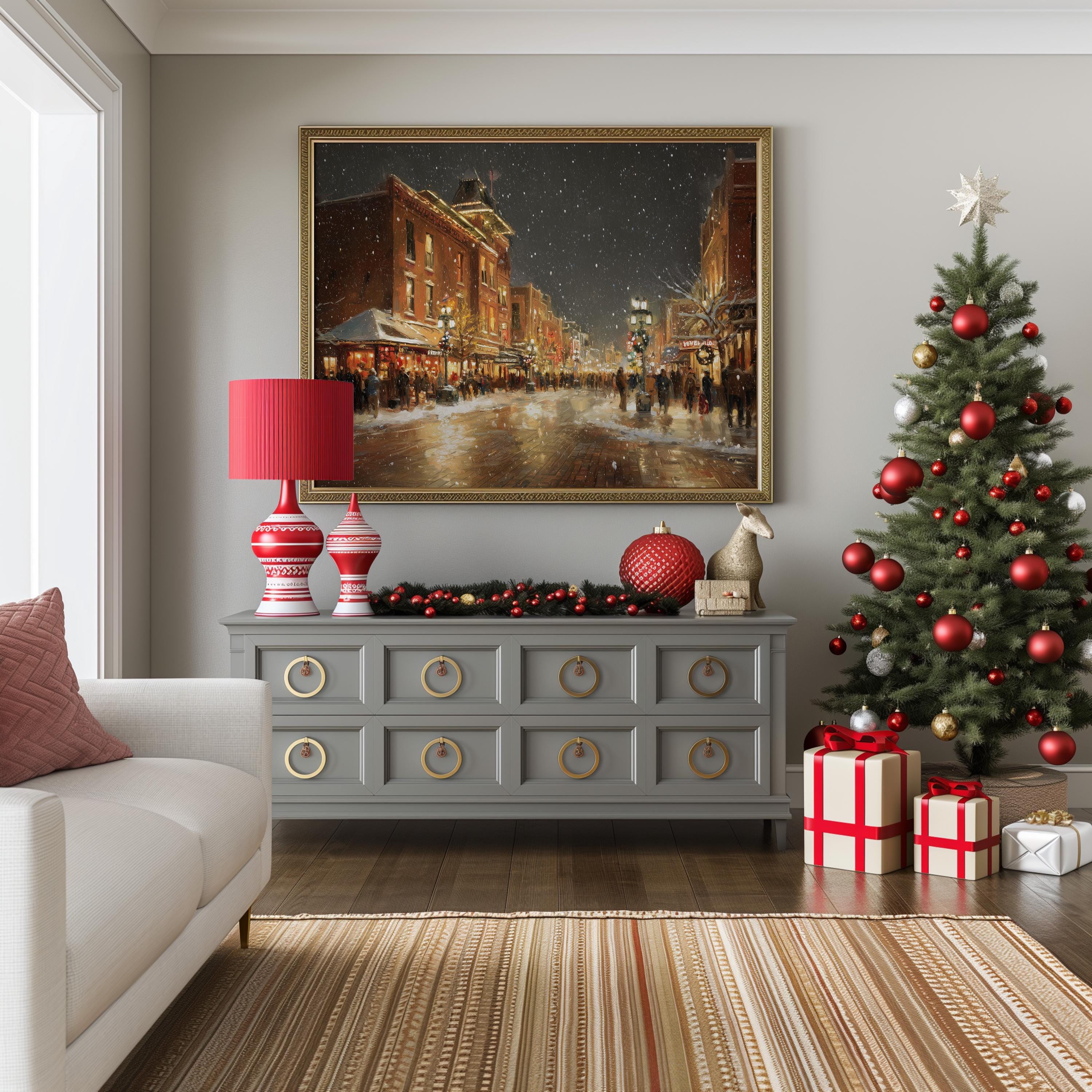 Omaha Nebraska Christmas Wall Art, Custom Large Travel Poster Print, World Location Painting