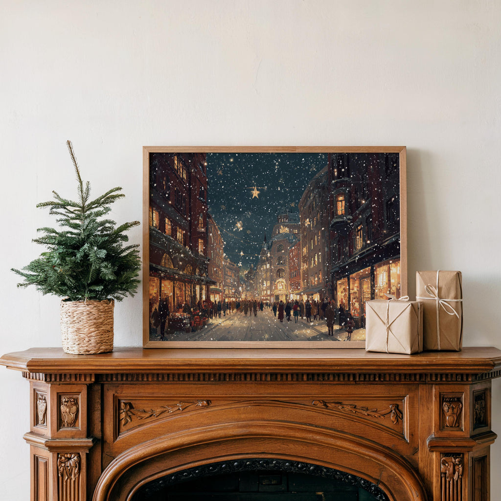 Oslo Norway Christmas Wall Art, Custom Large Travel Poster Print, World Location Painting