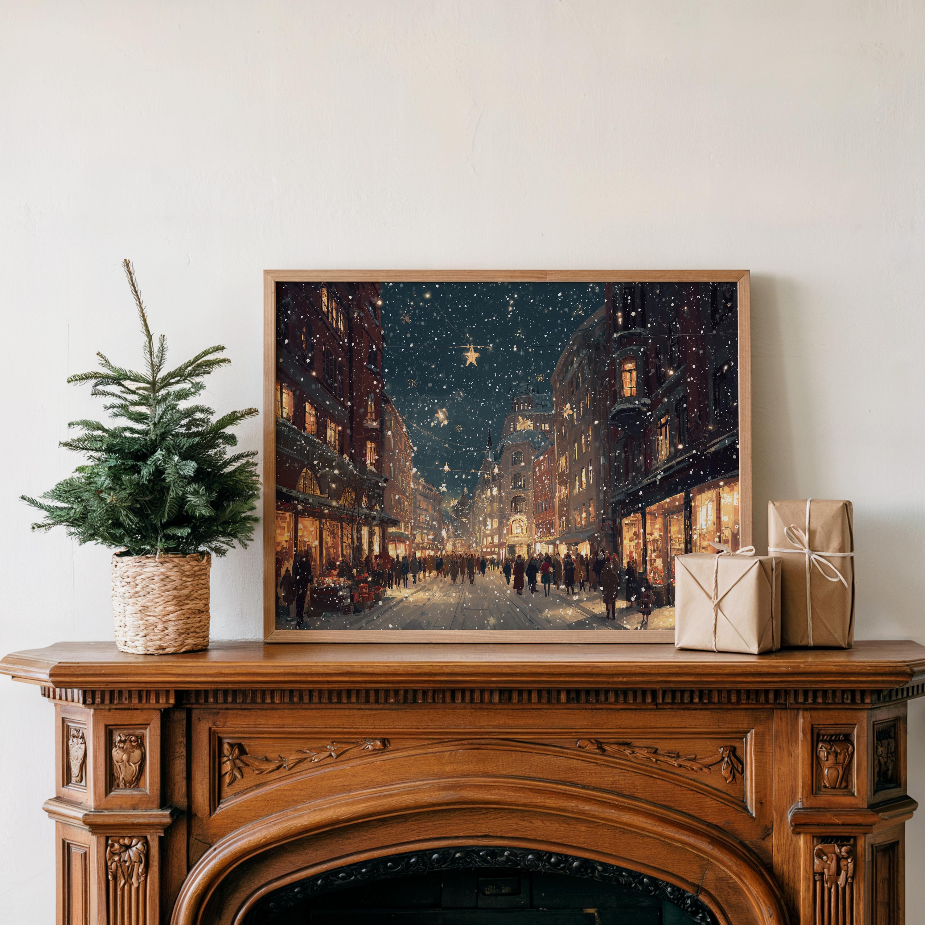 Oslo Norway Christmas Wall Art, Custom Large Travel Poster Print, World Location Painting