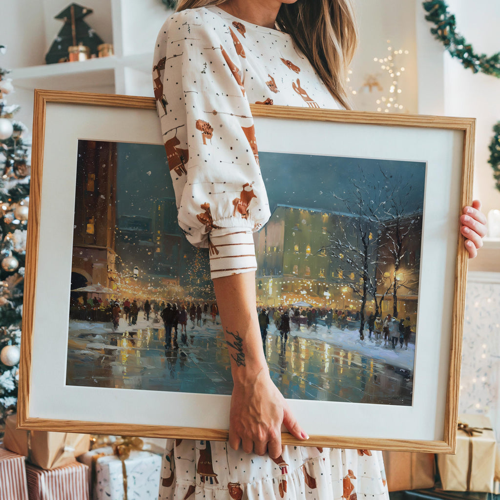 Pittsburgh Pennsylvania Christmas Wall Art, Custom Large Travel Poster Print, World Location Painting