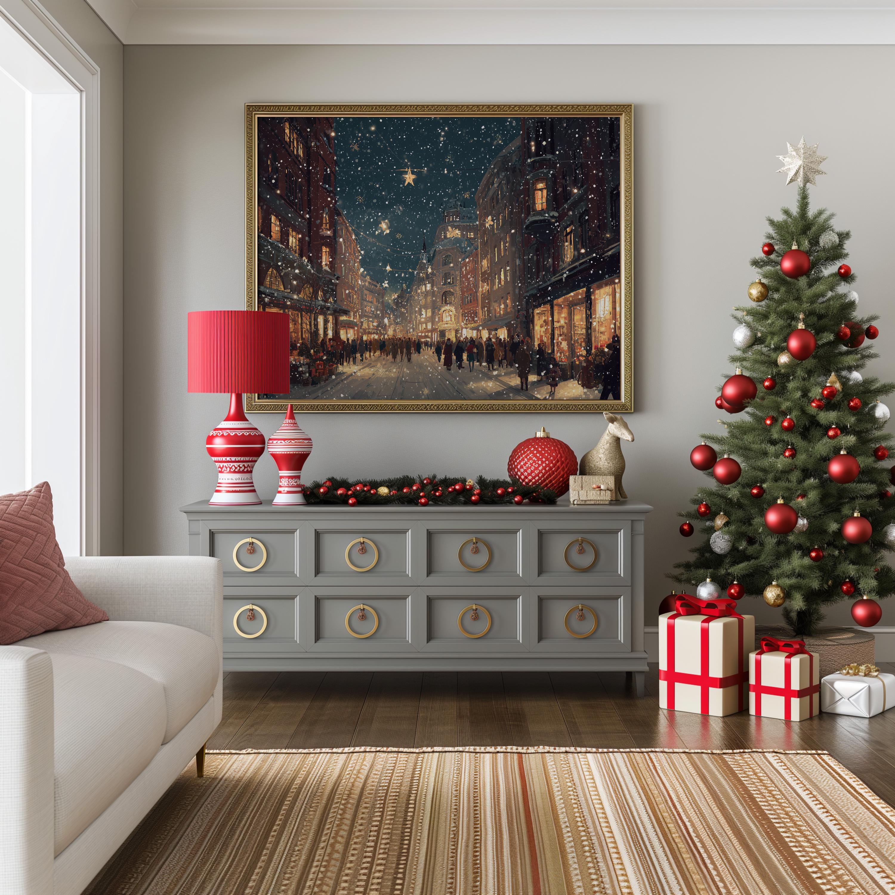 Oslo Norway Christmas Wall Art, Custom Large Travel Poster Print, World Location Painting