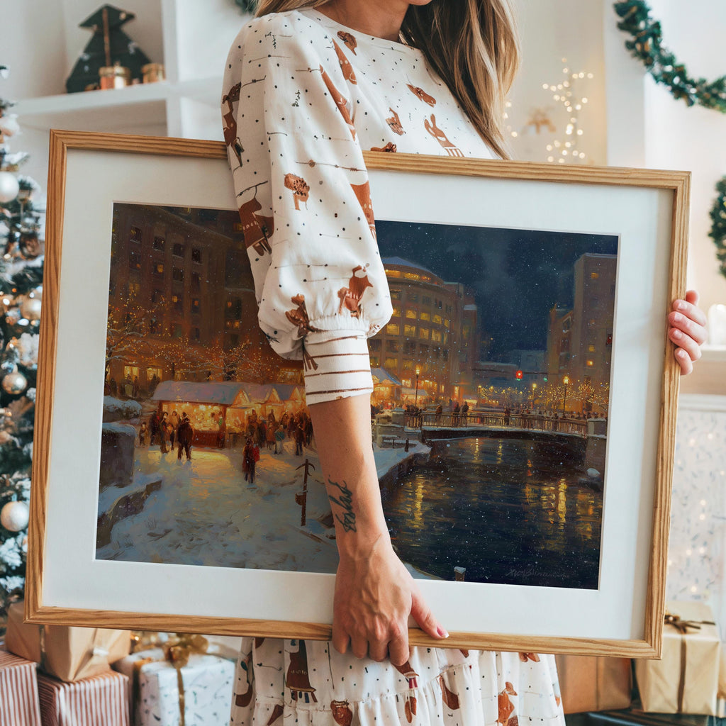 Providence Rhode Island Christmas Wall Art, Custom Large Travel Poster Print, World Location Painting