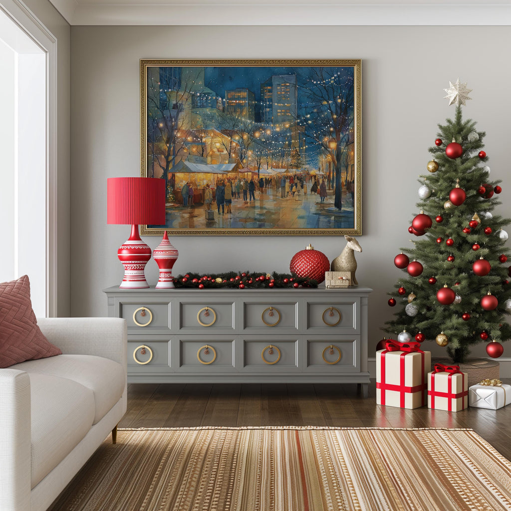 Raleigh North Carolina Christmas Wall Art, Custom Large Travel Poster Print, World Location Painting