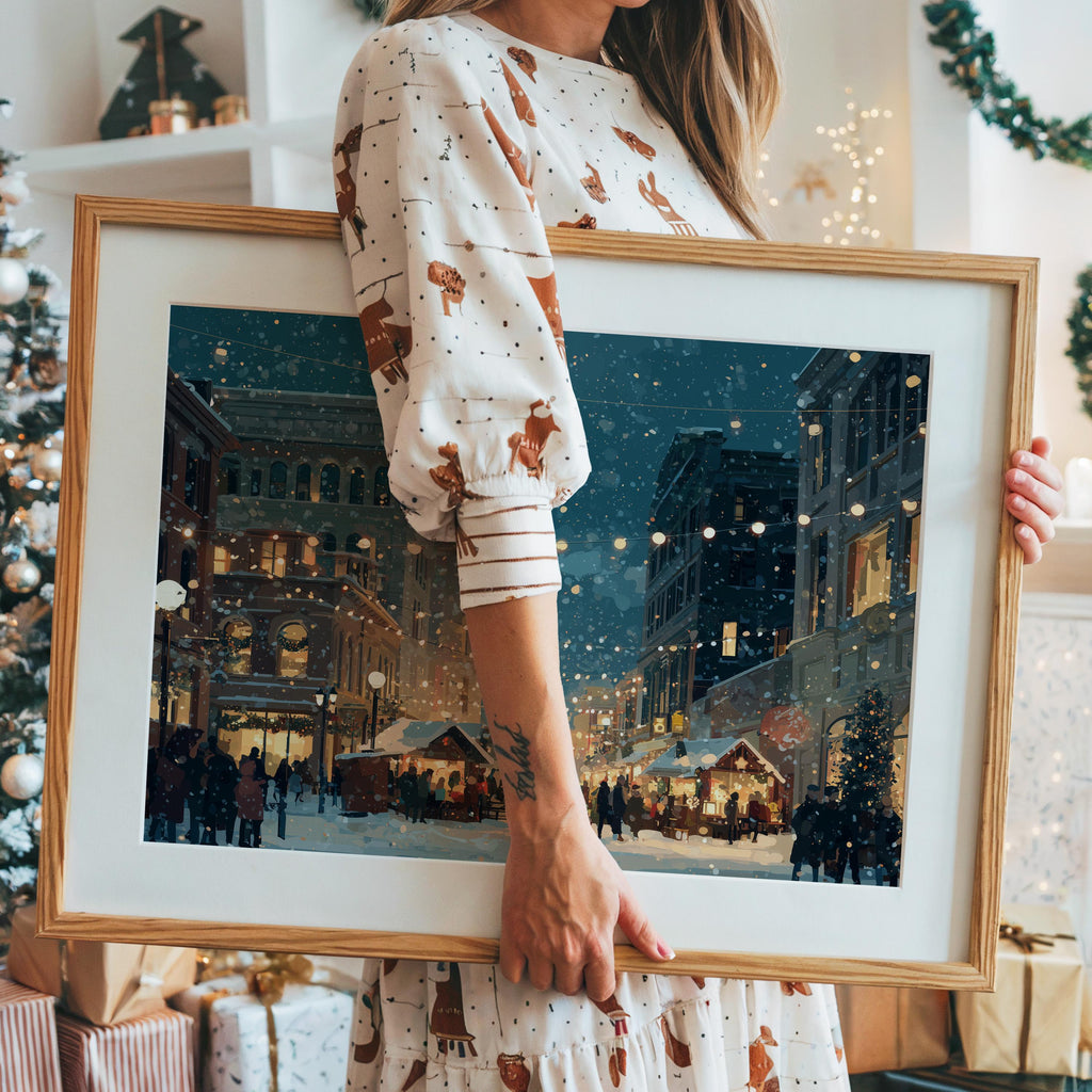 Winnipeg Canada Christmas Wall Art, Custom Large Travel Poster Print, World Location Painting