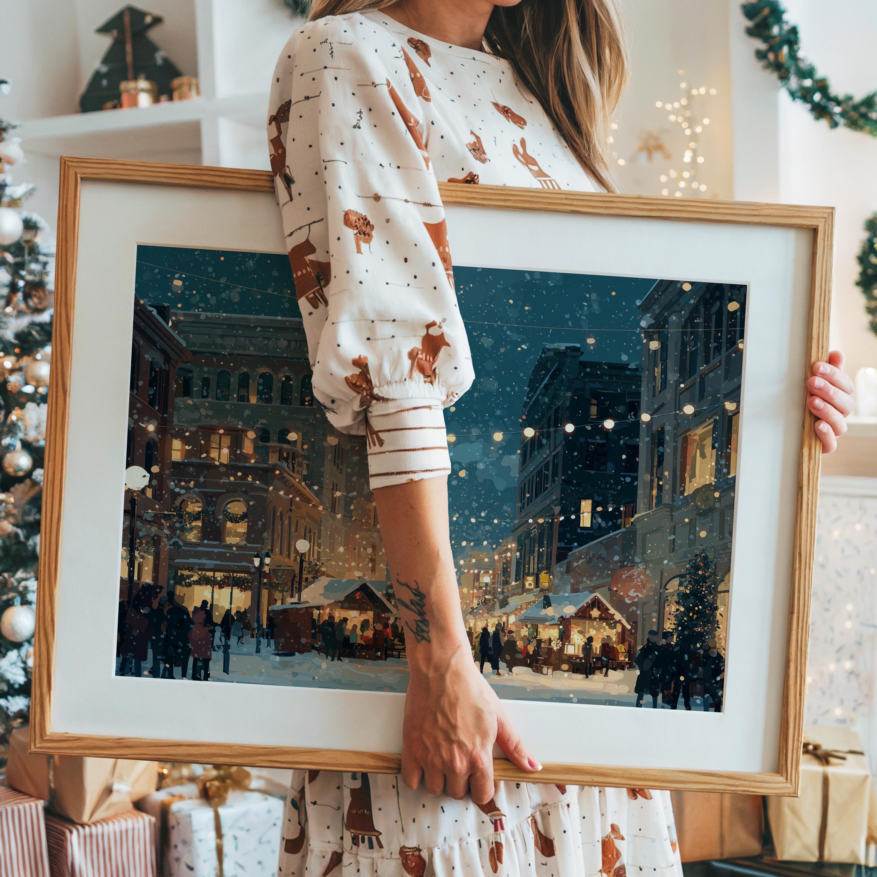 Winnipeg Canada Christmas Wall Art, Custom Large Travel Poster Print, World Location Painting