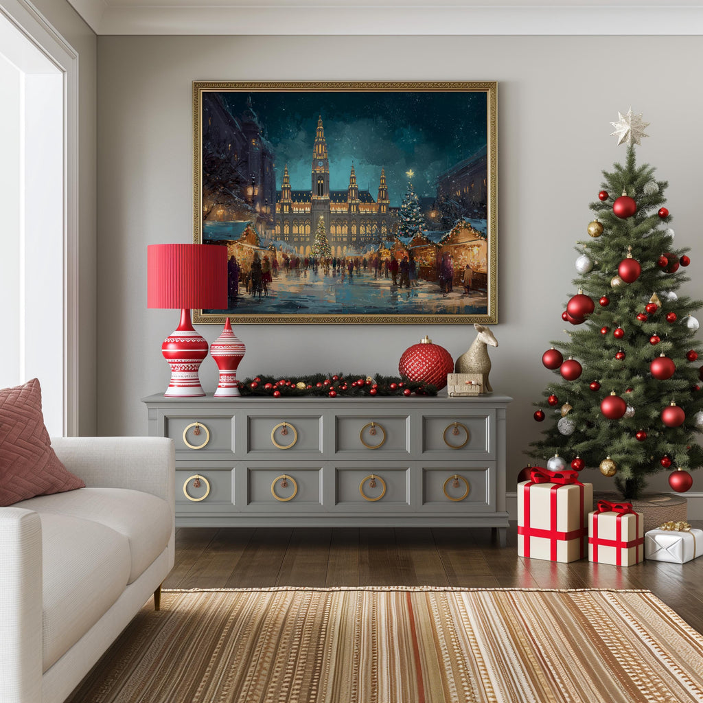 Vienna Austria Christmas Wall Art, Custom Large Travel Poster Print, World Location Painting