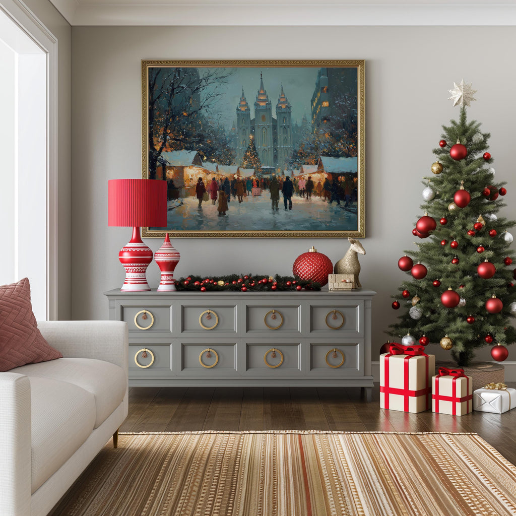 Salt Lake City Utah Christmas Wall Art, Custom Large Travel Poster Print, World Location Painting
