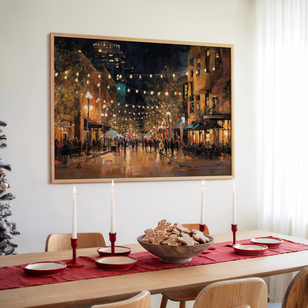 Austin Texas Christmas Wall Art, Custom Large Travel Poster Print, World Location Painting