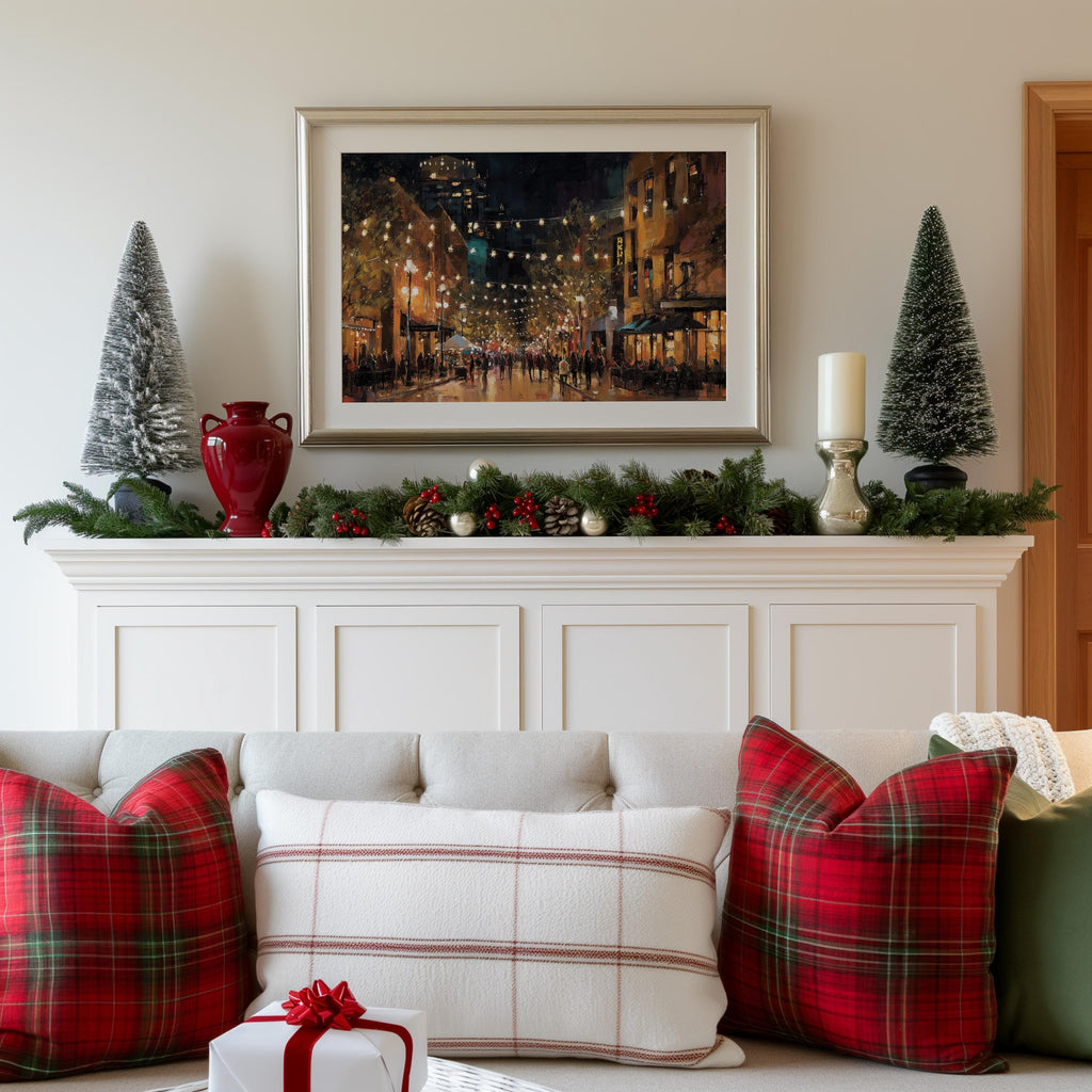 Austin Texas Christmas Wall Art, Custom Large Travel Poster Print, World Location Painting