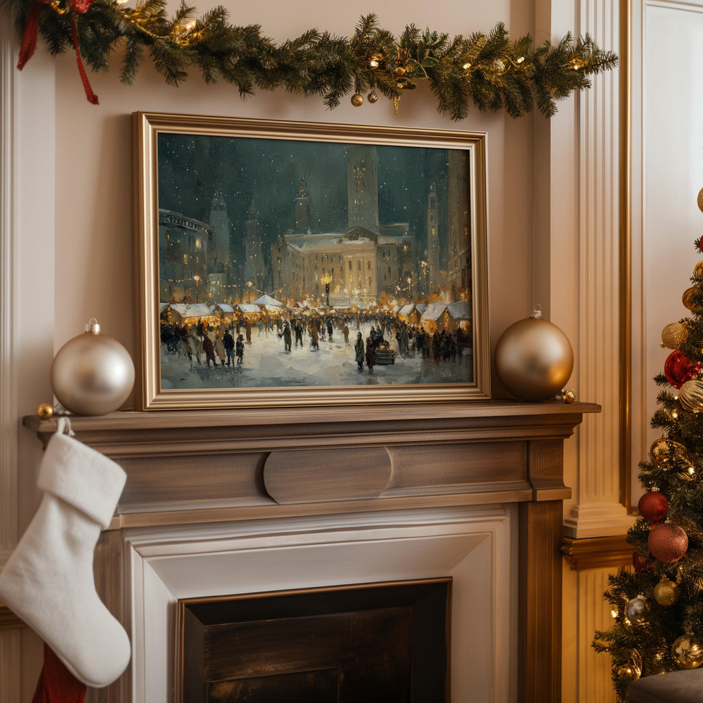 Cleveland POhio Christmas Wall Art, Custom Large Travel Poster Print, World Location Painting