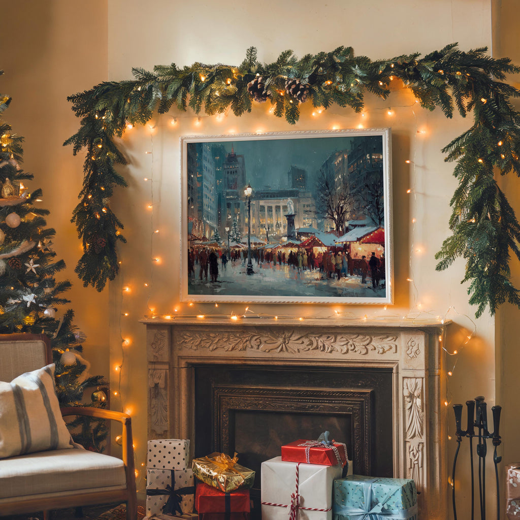 Cincinnati Ohio Christmas Wall Art, Custom Large Travel Poster Print, World Location Painting